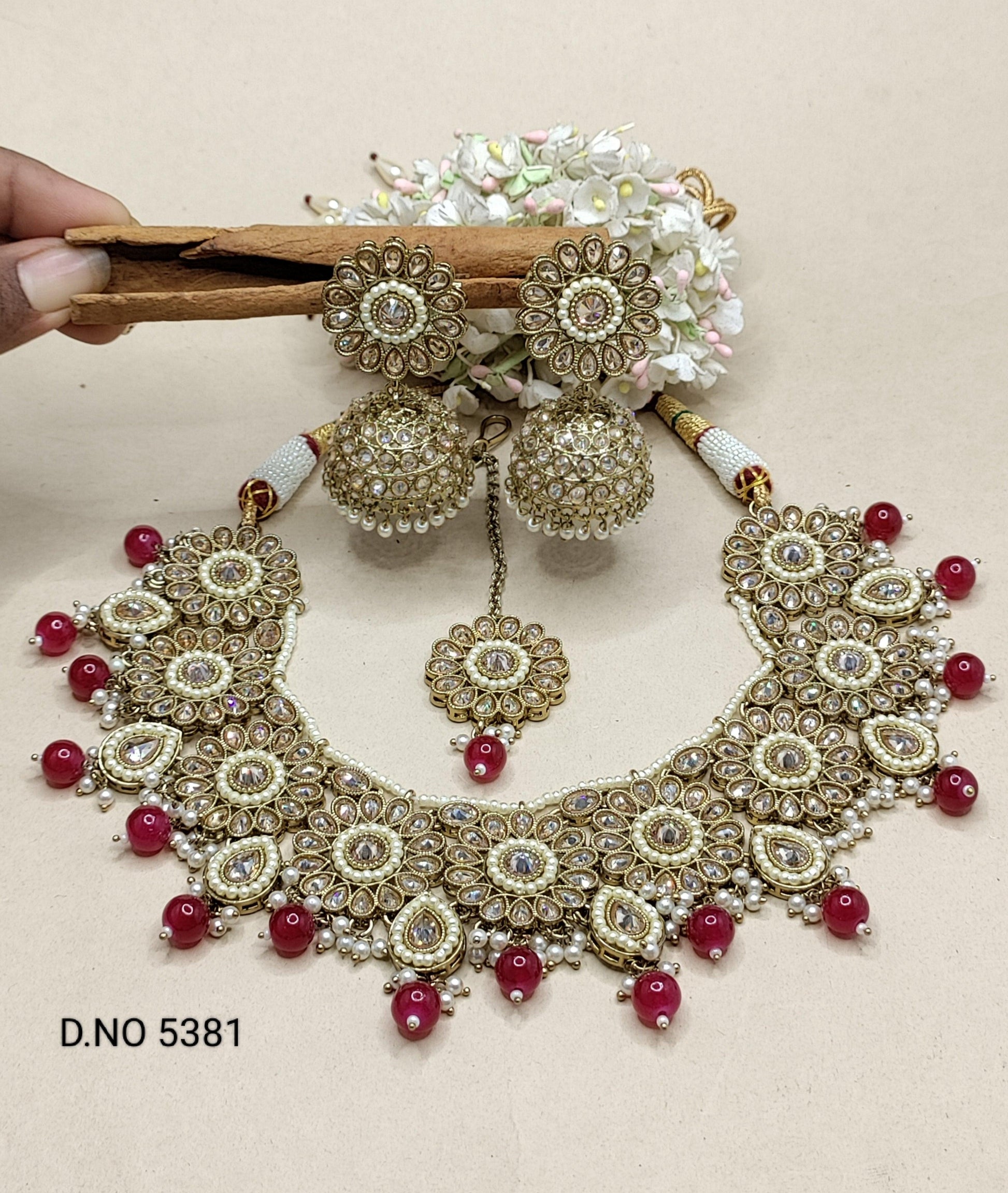 Polki Necklace Mehndi Set Sku 5381 B2 - rchiecreation
