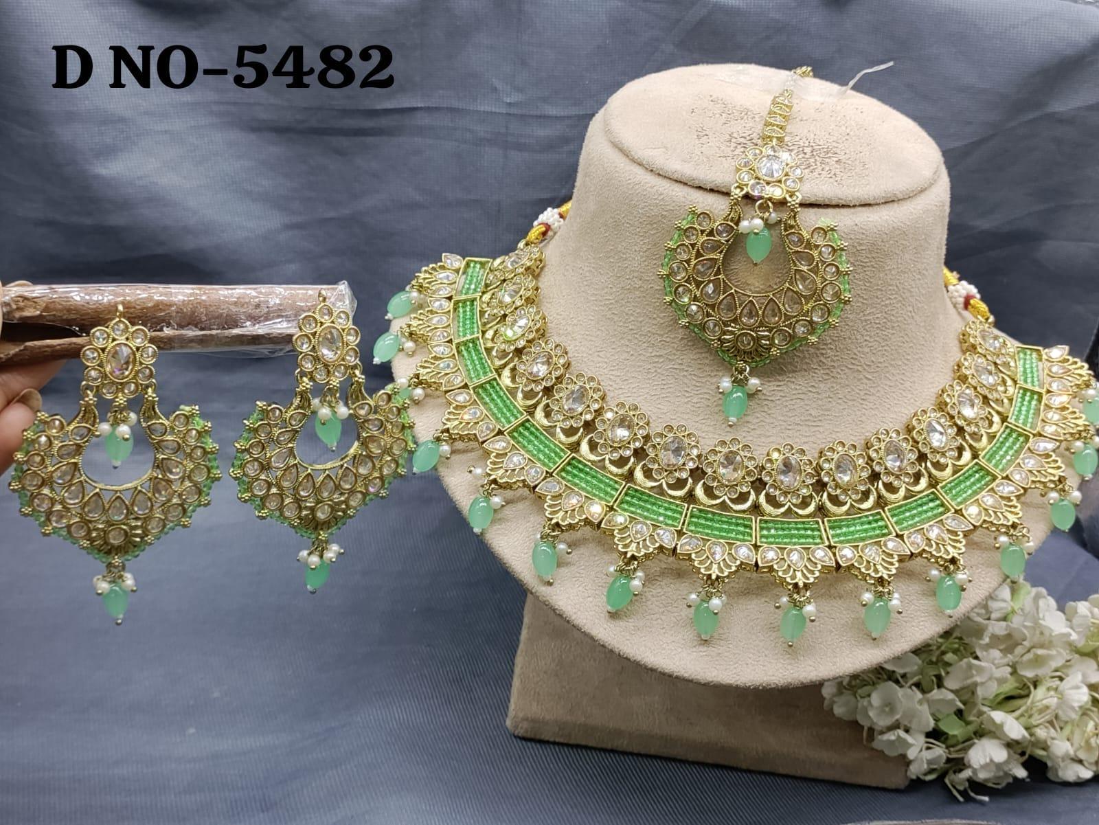 Polki Necklace Mehndi Set Sku-5482 B1 - rchiecreation