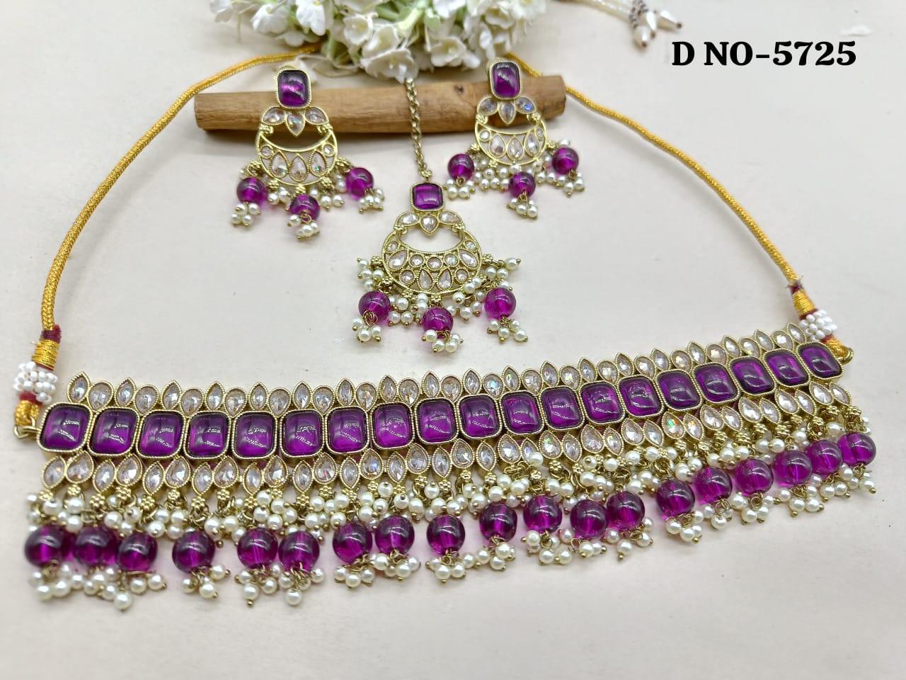 Polki Necklace Mehndi Set Sku-5725 B1 - rchiecreation