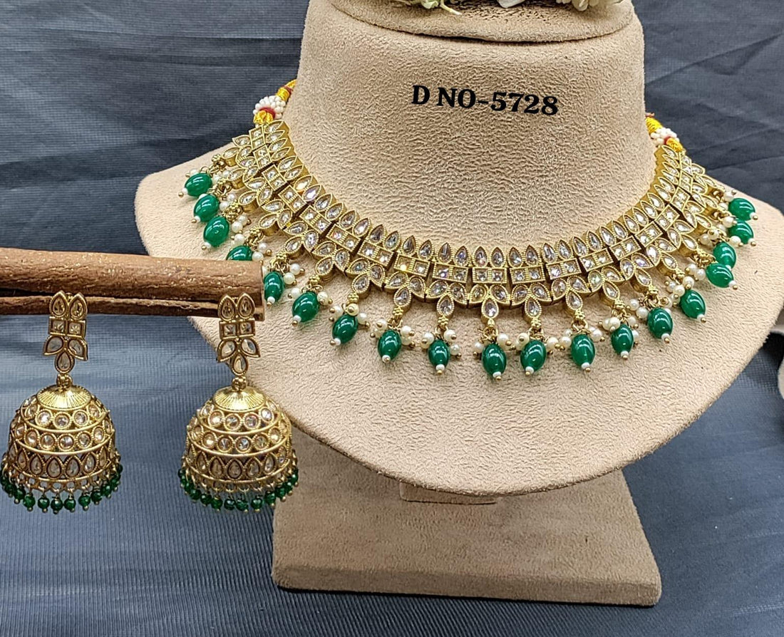 Polki Necklace Mehndi Set Sku- 5728 B2 - rchiecreation