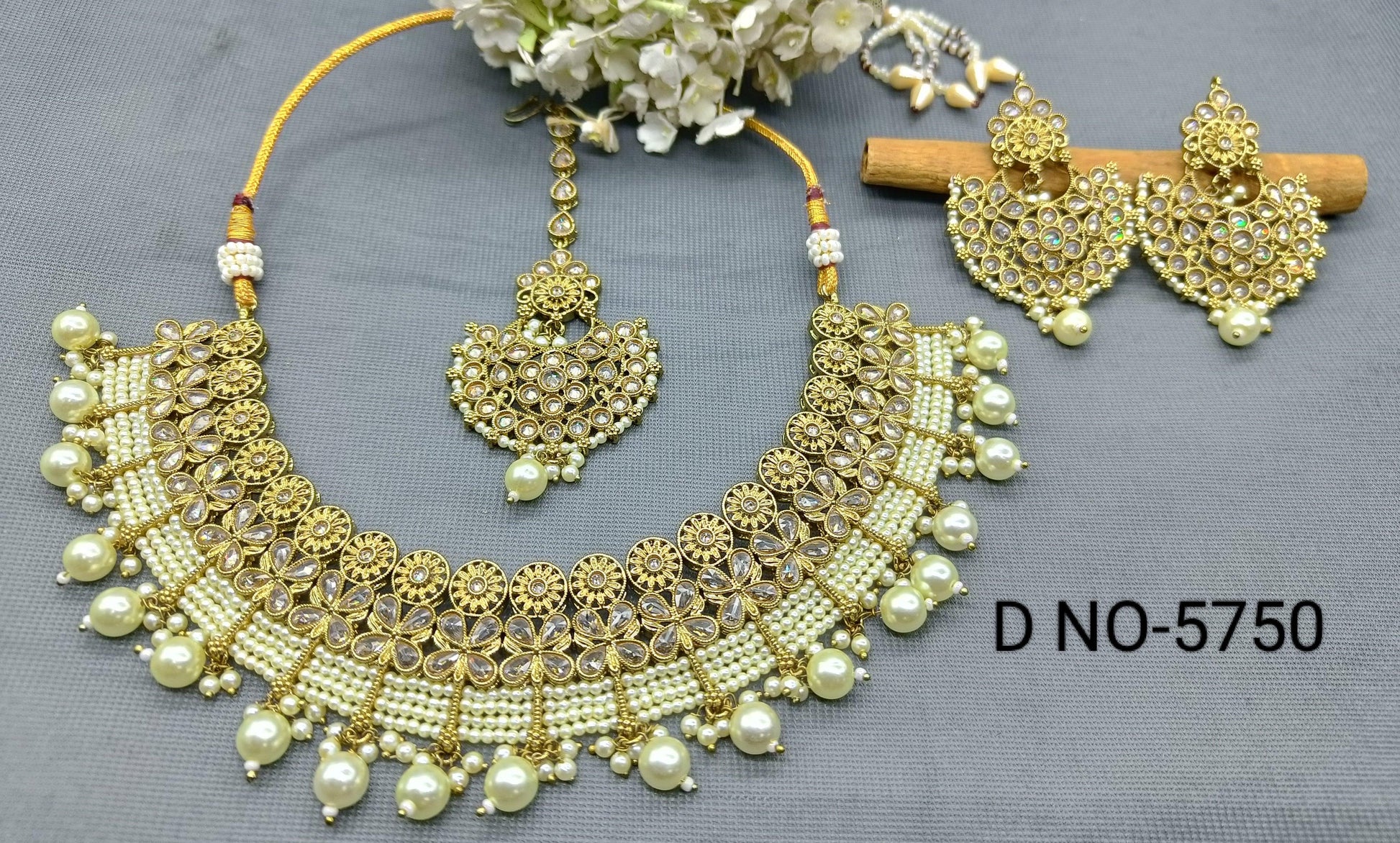 Polki Necklace Mehndi Set Sku-5750 B1 - rchiecreation
