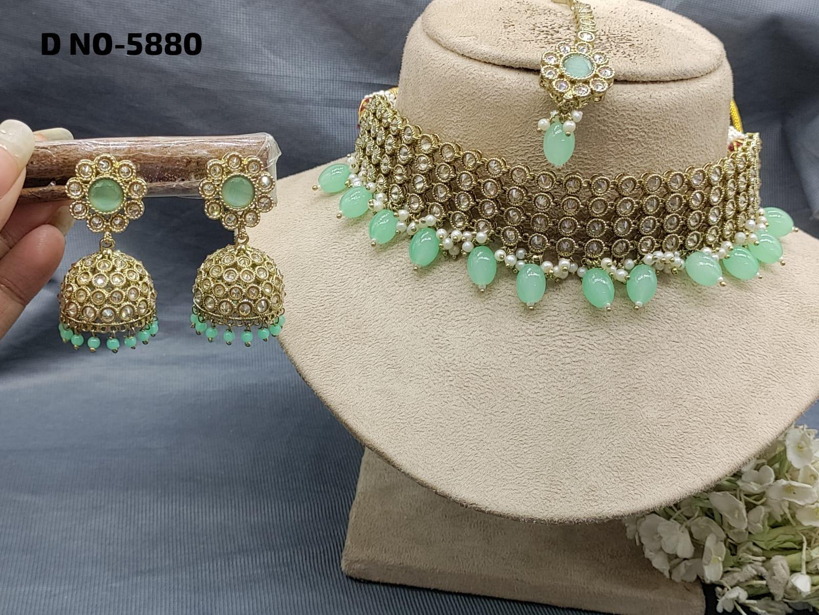 Polki Necklace Mehndi Set Sku-5880 B2 - rchiecreation