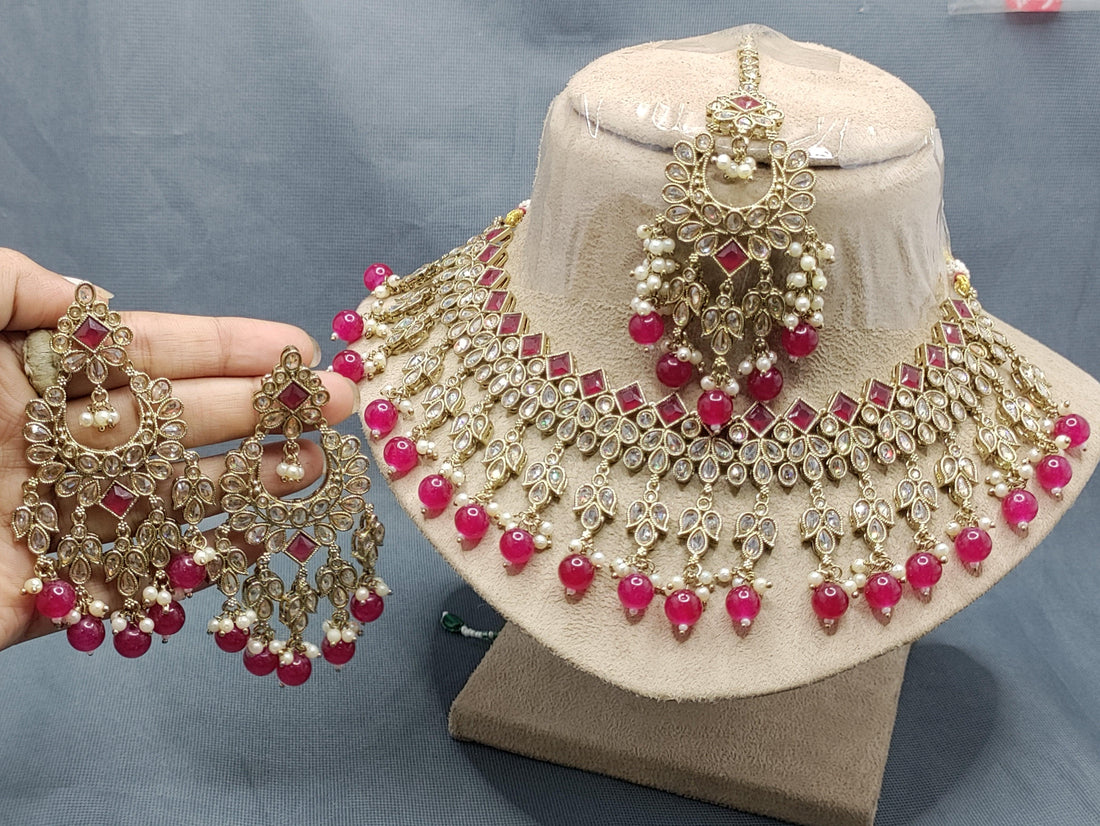 Polki Necklace Mehndi Set Sku-6054 B1 - rchiecreation