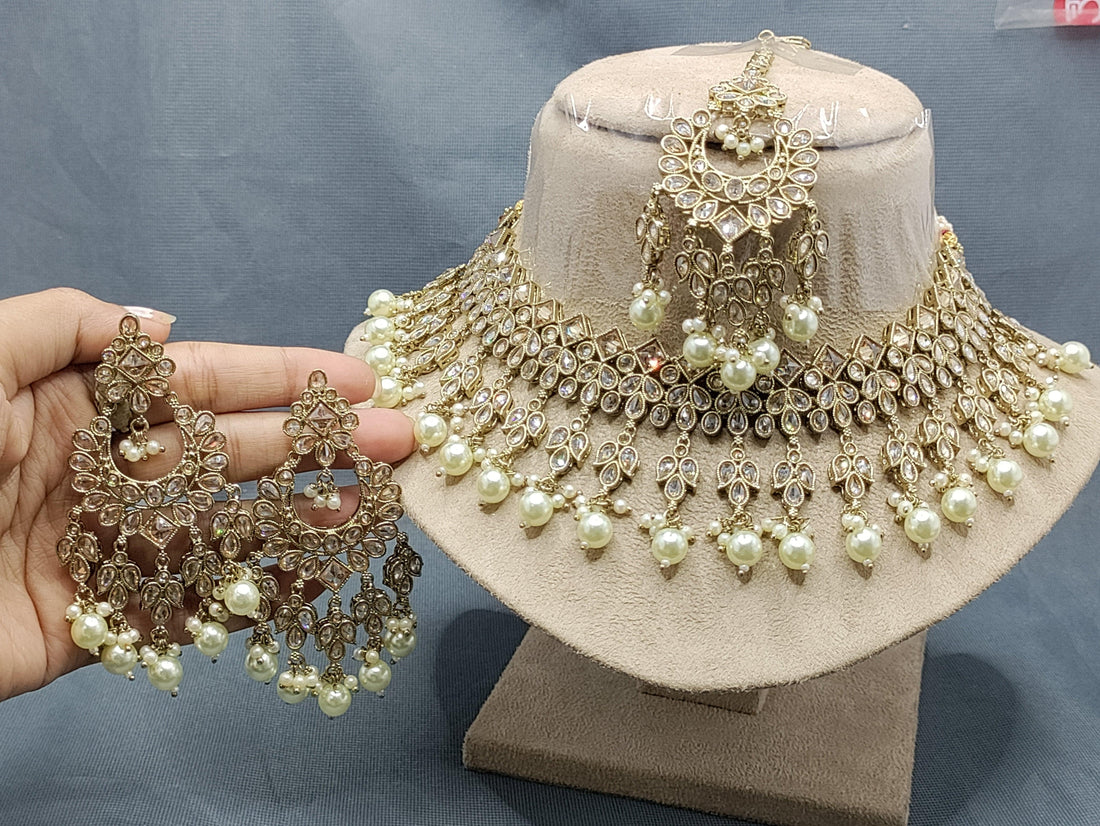 Polki Necklace Mehndi Set Sku-6054 B1 - rchiecreation