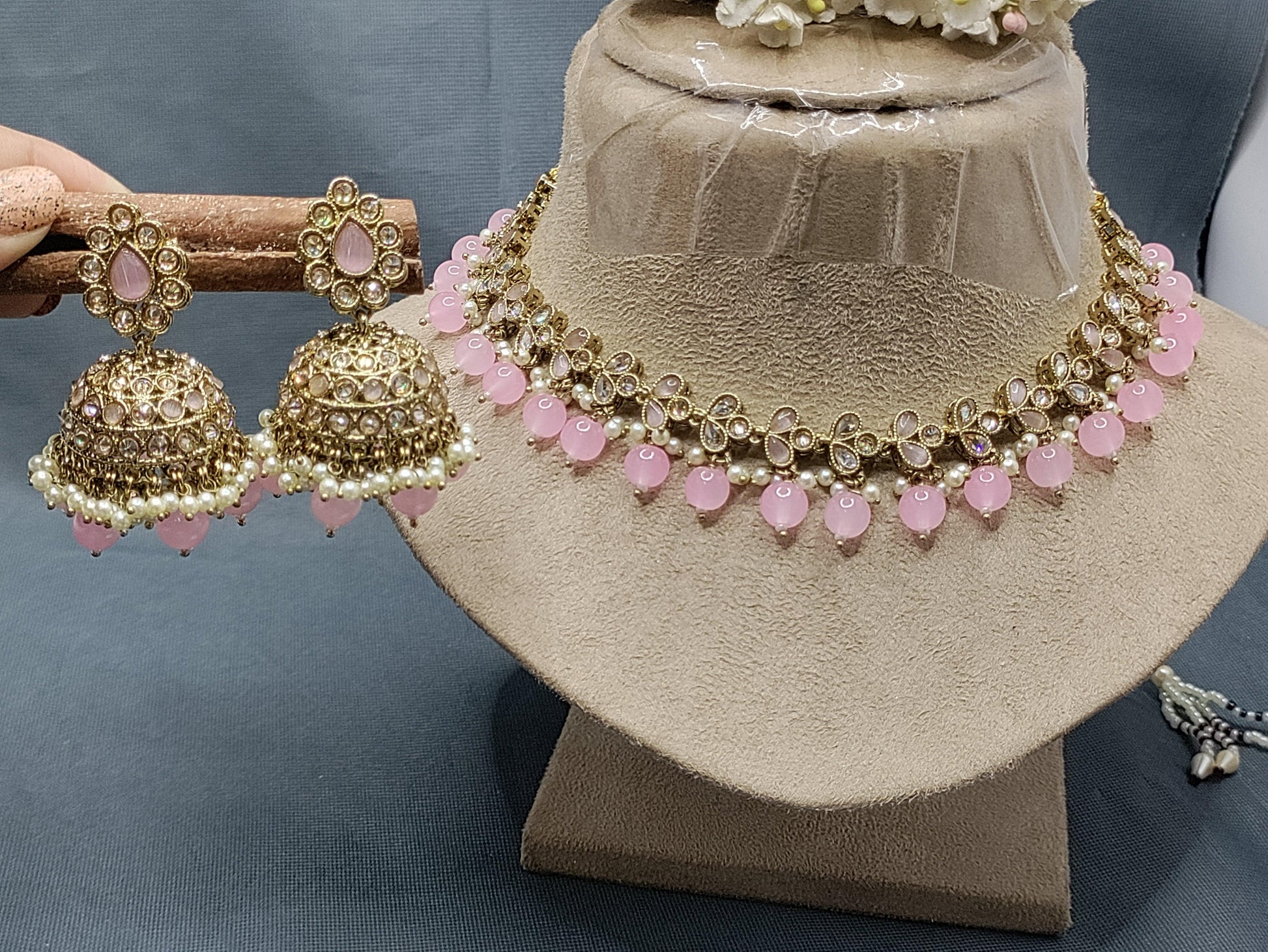 Polki Necklace Mehndi Set Sku-6224 B1 - rchiecreation