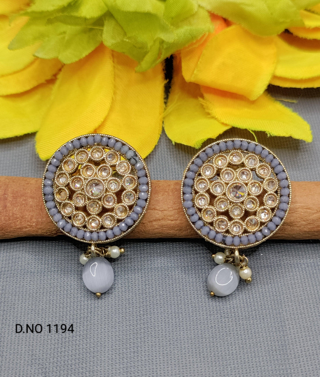 Polki Tops and Stud Earring Sku-1194 E3 - rchiecreation