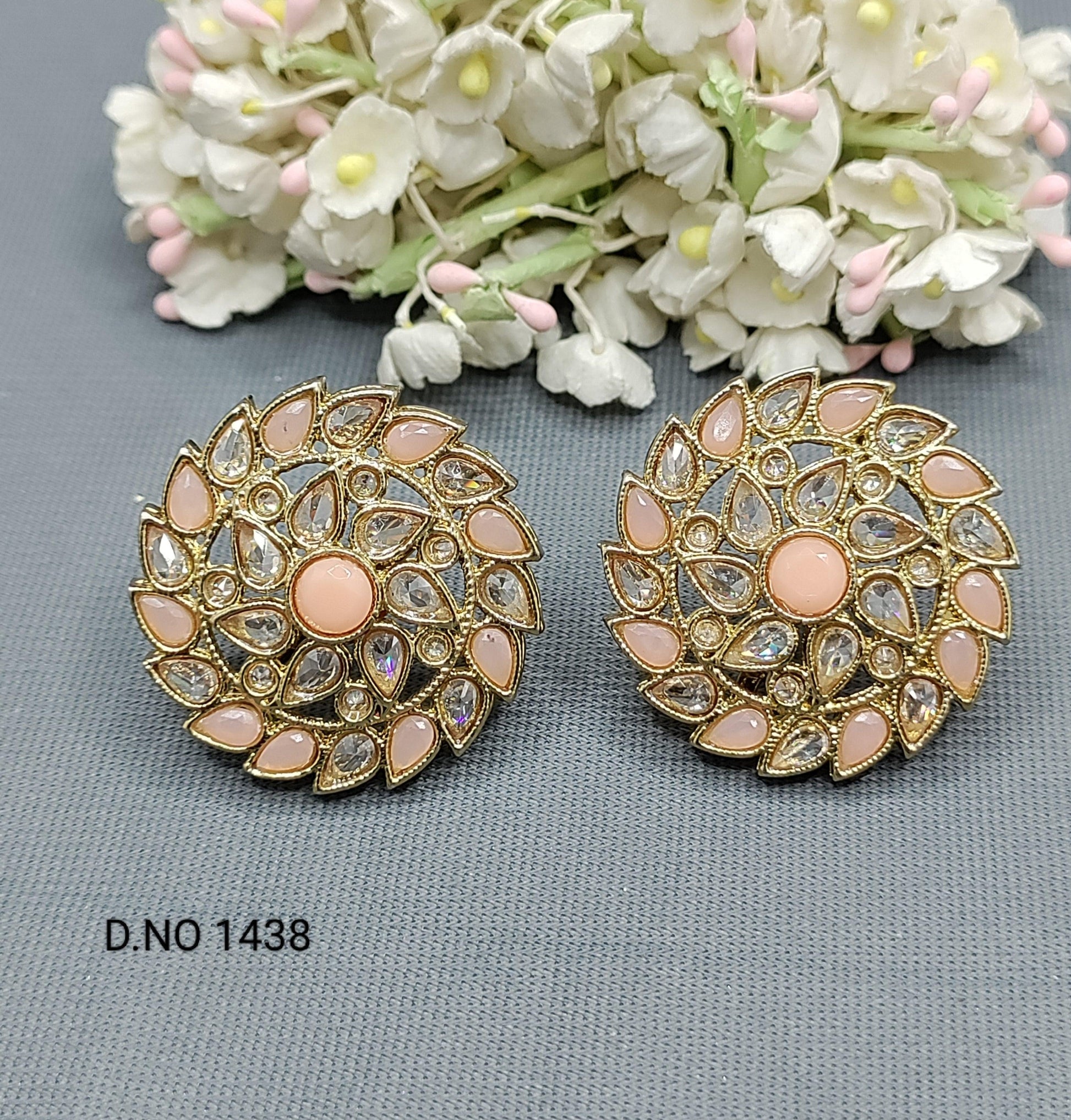 Polki Mehandi Tops & Stud Earrings Sku 1438-A rchiecreation