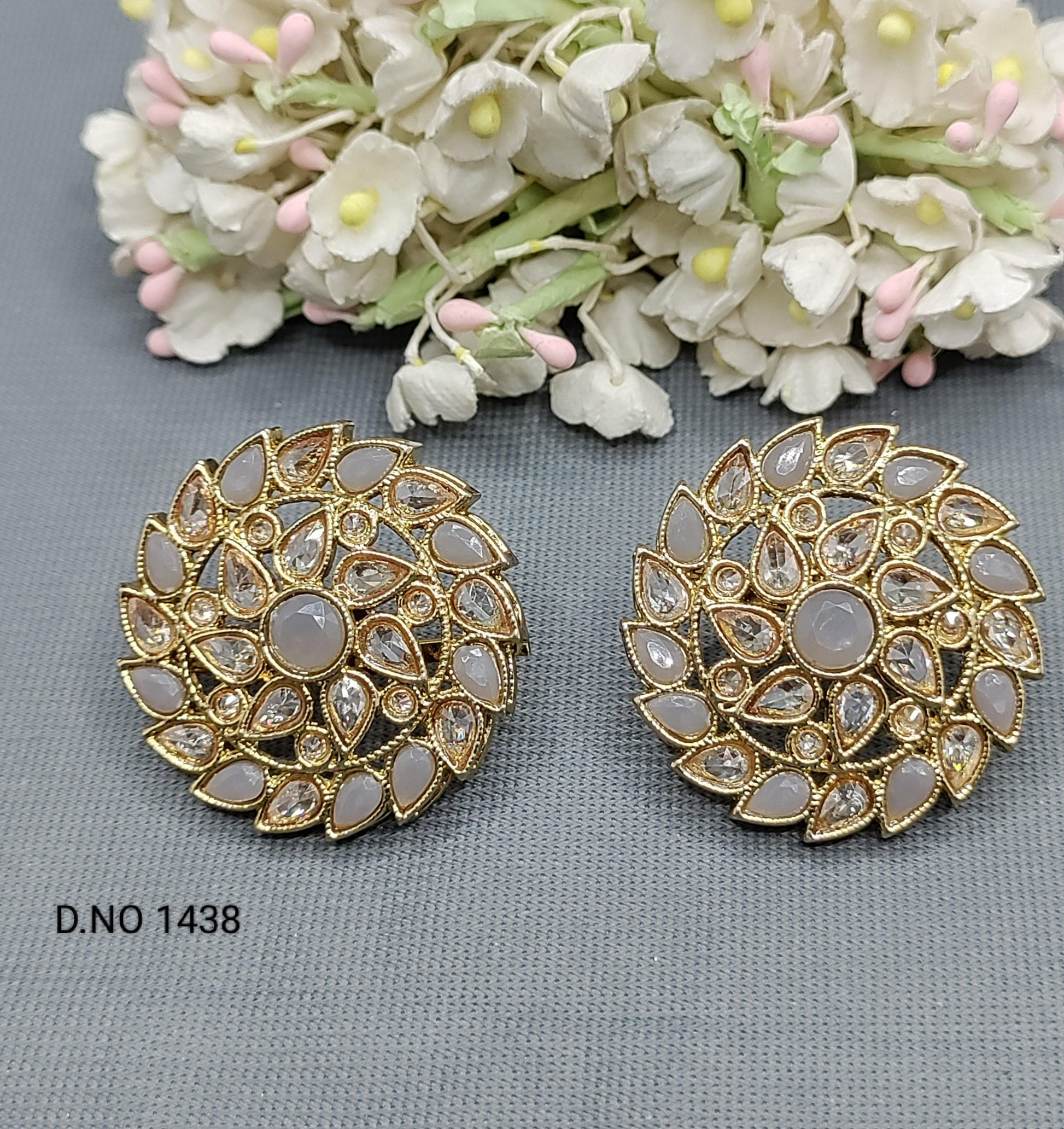 Polki Tops and Stud Earring Sku- 1438 E3 - rchiecreation