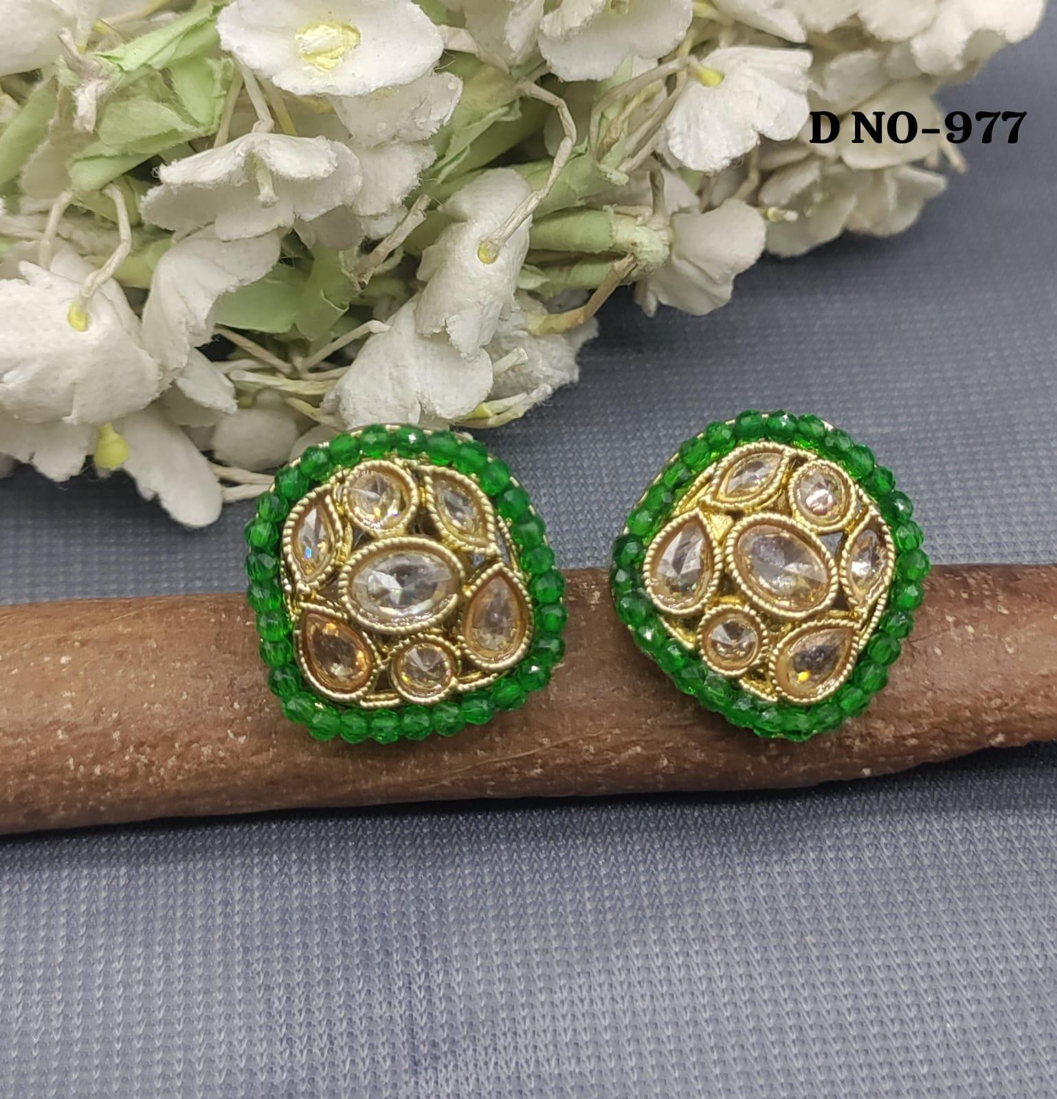 Polki Tops & Studs Earing Sku-977 - rchiecreation