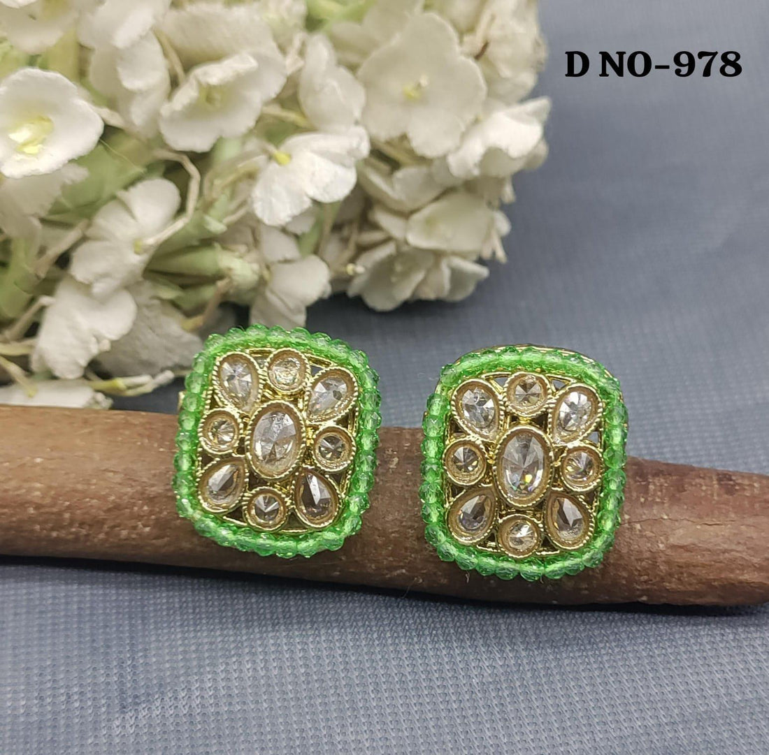 Polki Tops & Studs Earing Sku-978 - rchiecreation