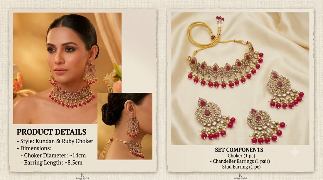 Polki Necklace Mehndi Set Sku-5754 B2 - rchiecreation