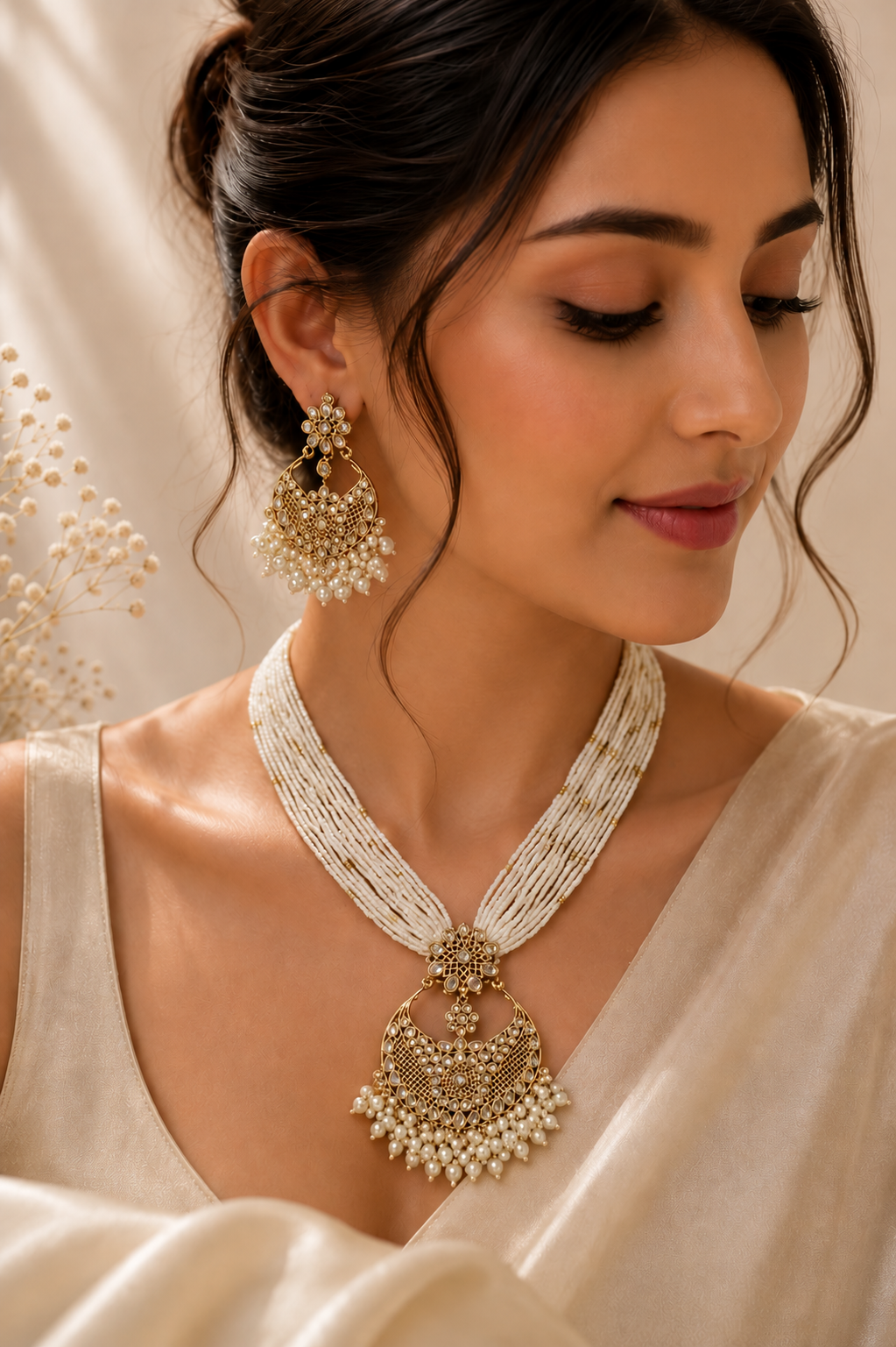 Polki necklace set by Rchie wholesale