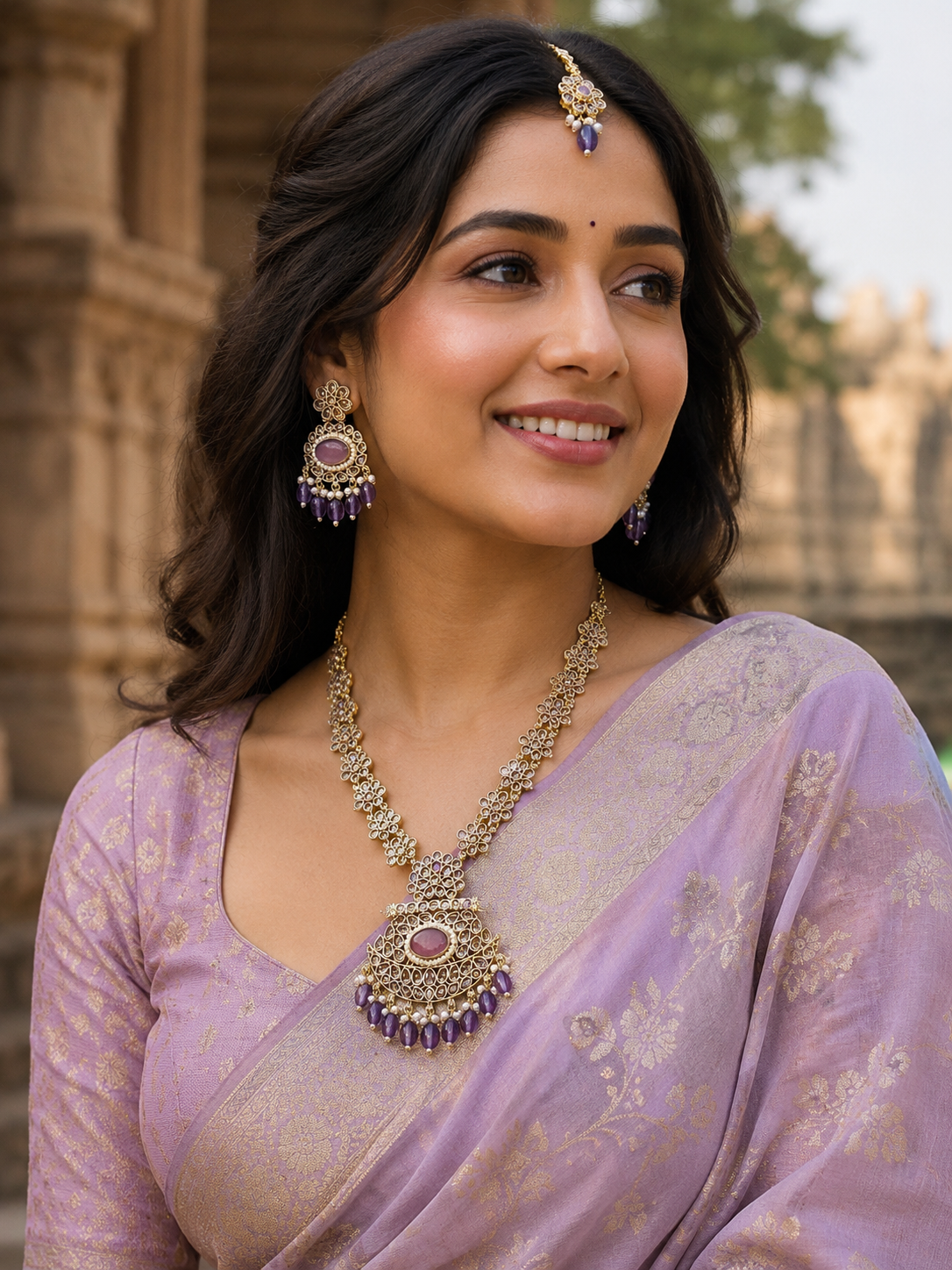 polki long necklace set wholesale by Rchie