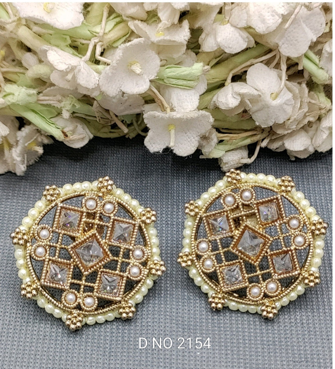 Polki Mehandi Tops & Stud Earring Sku 2154 E1 sale