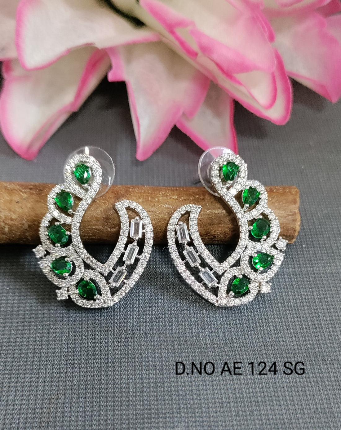 Cz Ad Rodium Earring Sku AE 124 SG /C-1