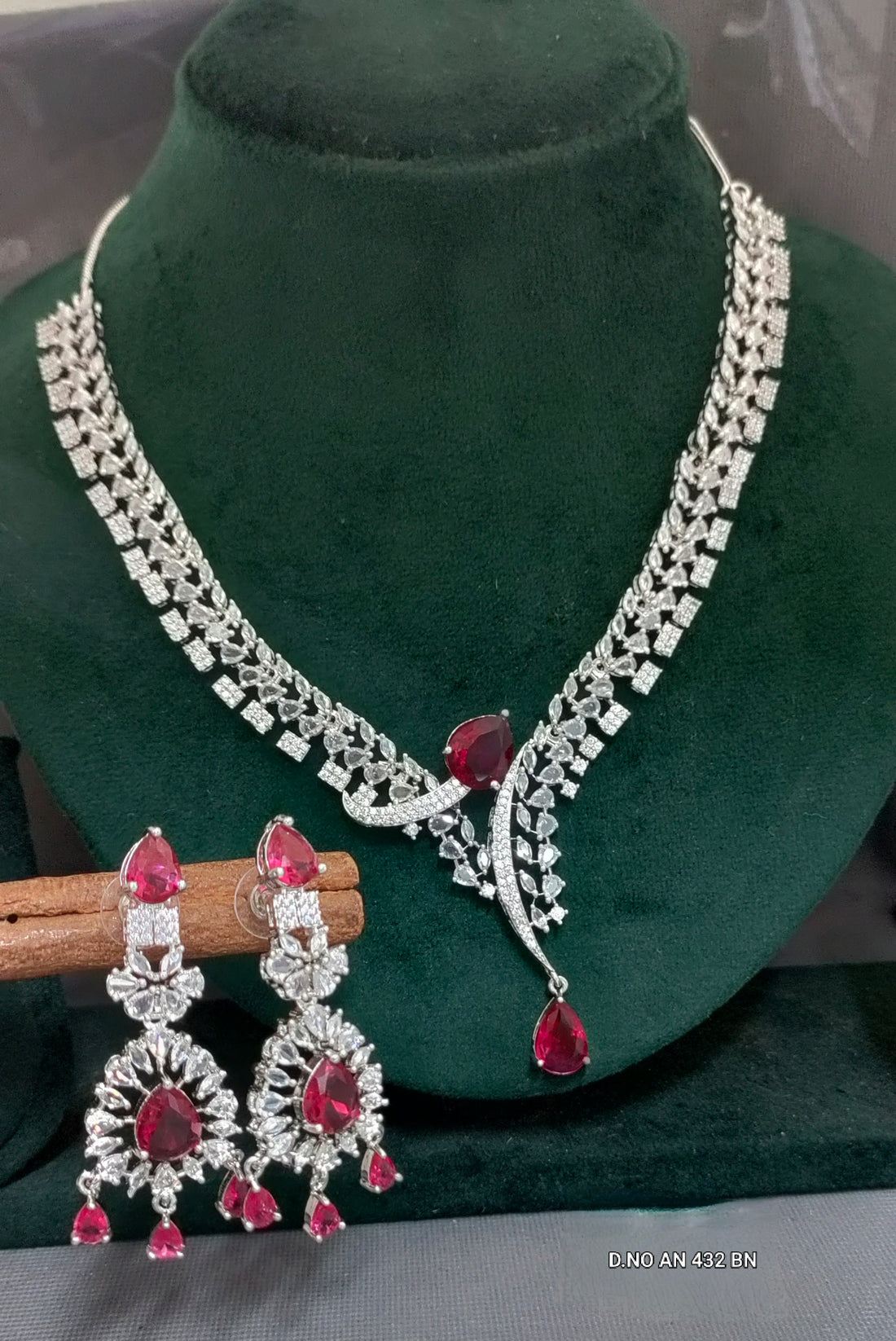 Cz AD Rodium Necklace SKU AN 432 BN