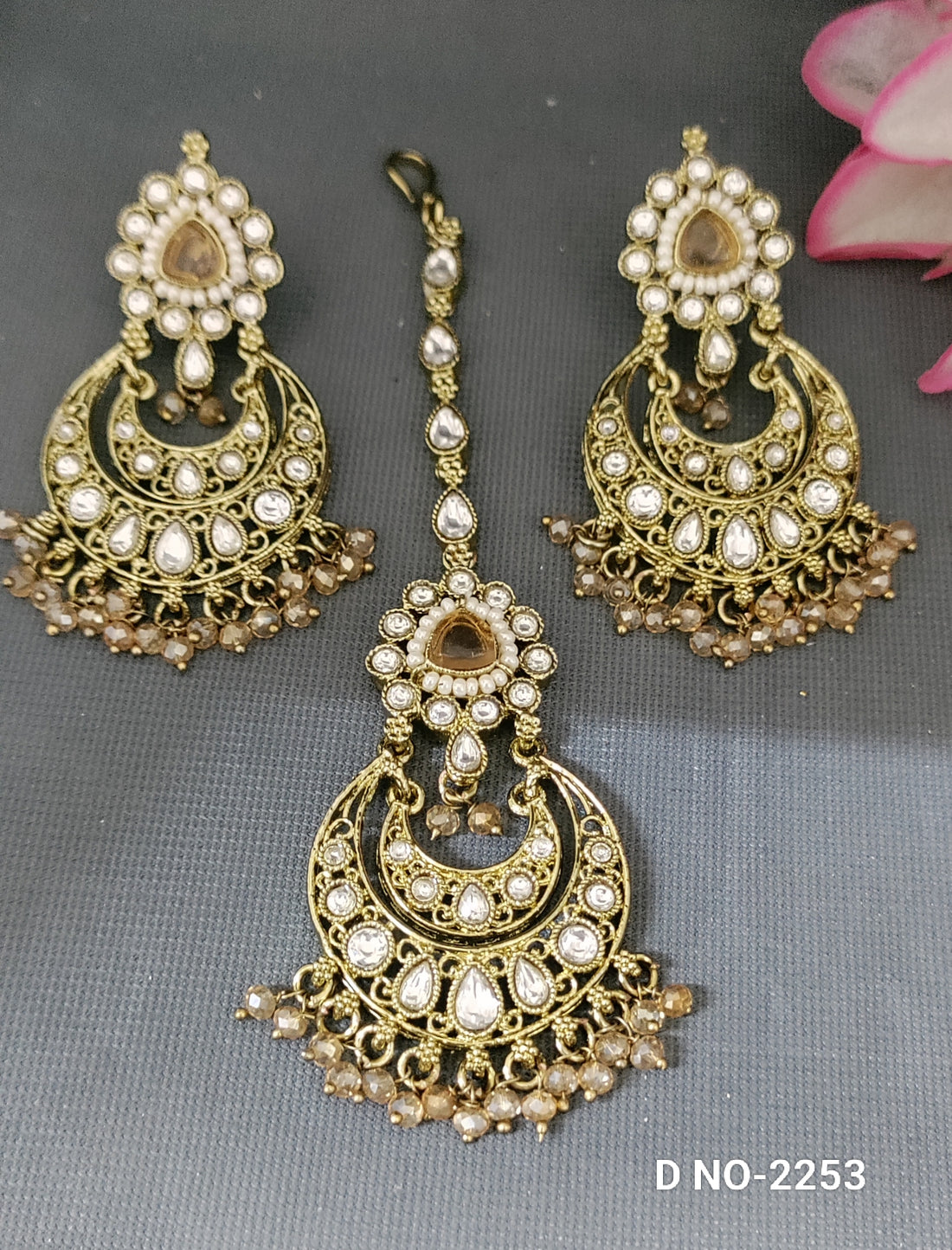 Mehandi Kundan Earing+Tika SKU-2253 C-9 Sale