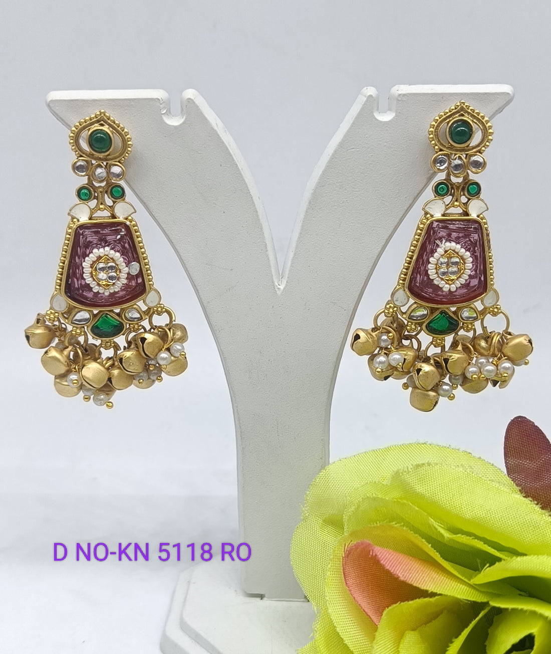 Kashmiri Golden  Earrings KN- 5118 RO D-3