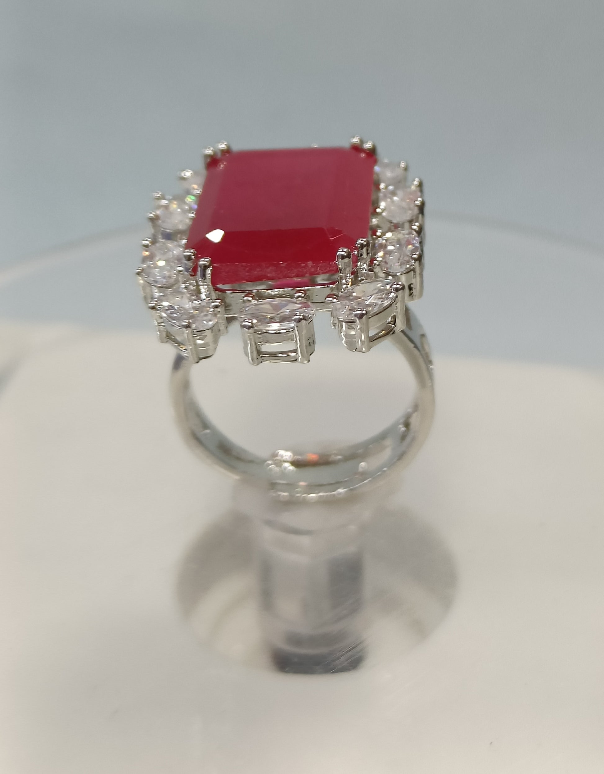 Rodium American Diamond Finger Ring Sku-5963 rchiecreation