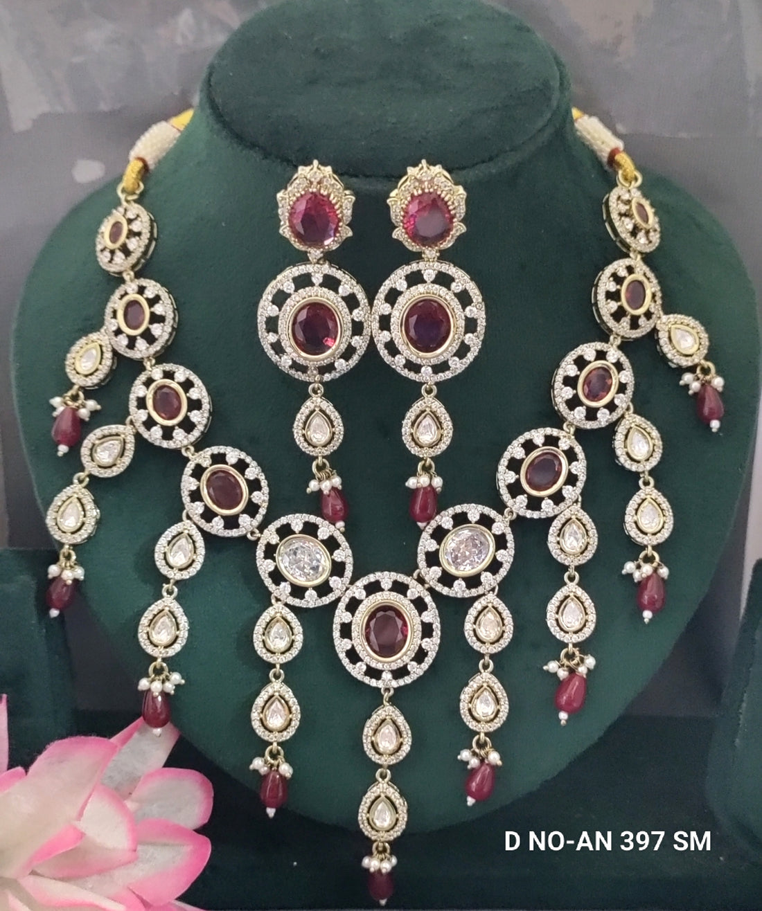 Moissanite Kundan Necklace SKU-AN 397 SM