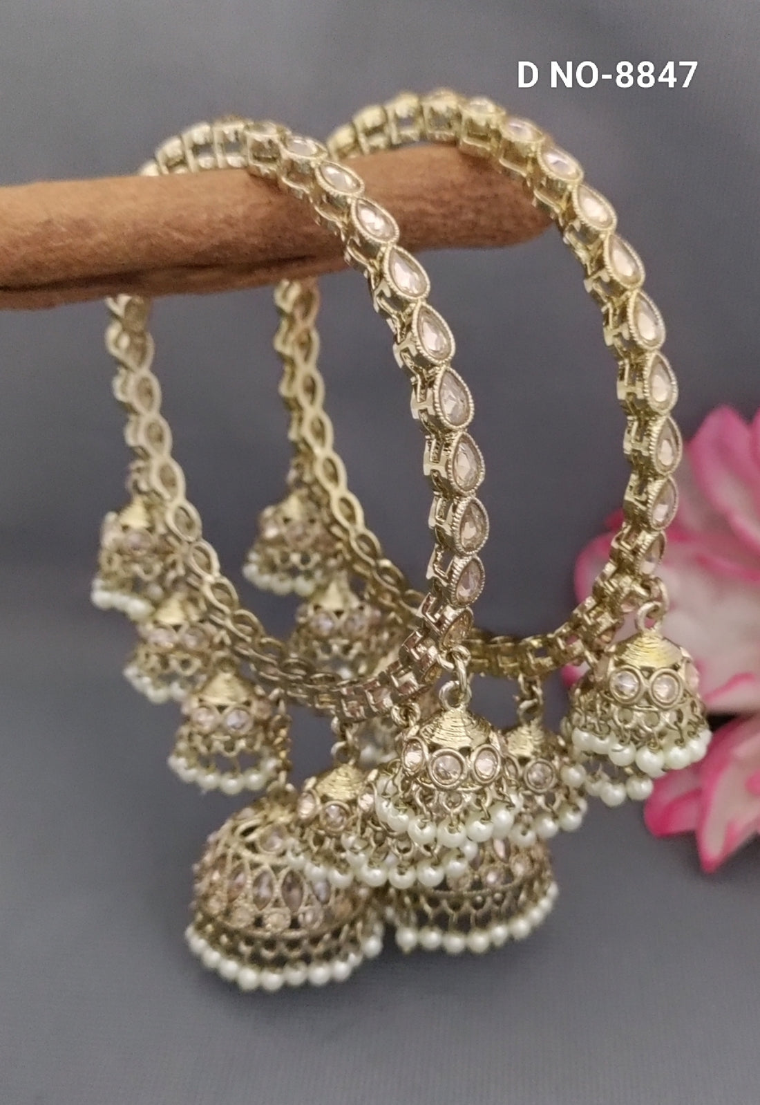 Mehandi Polki Zhumki Bangle-8847
