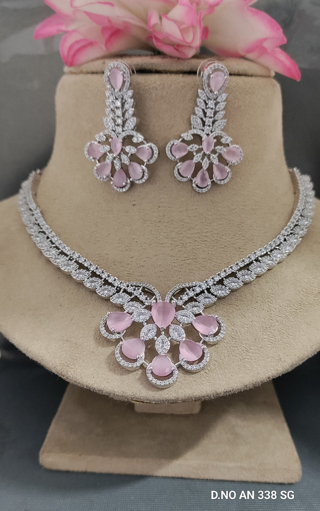 Cz AD Rodium Necklace SKU AN 338 SG/C-6