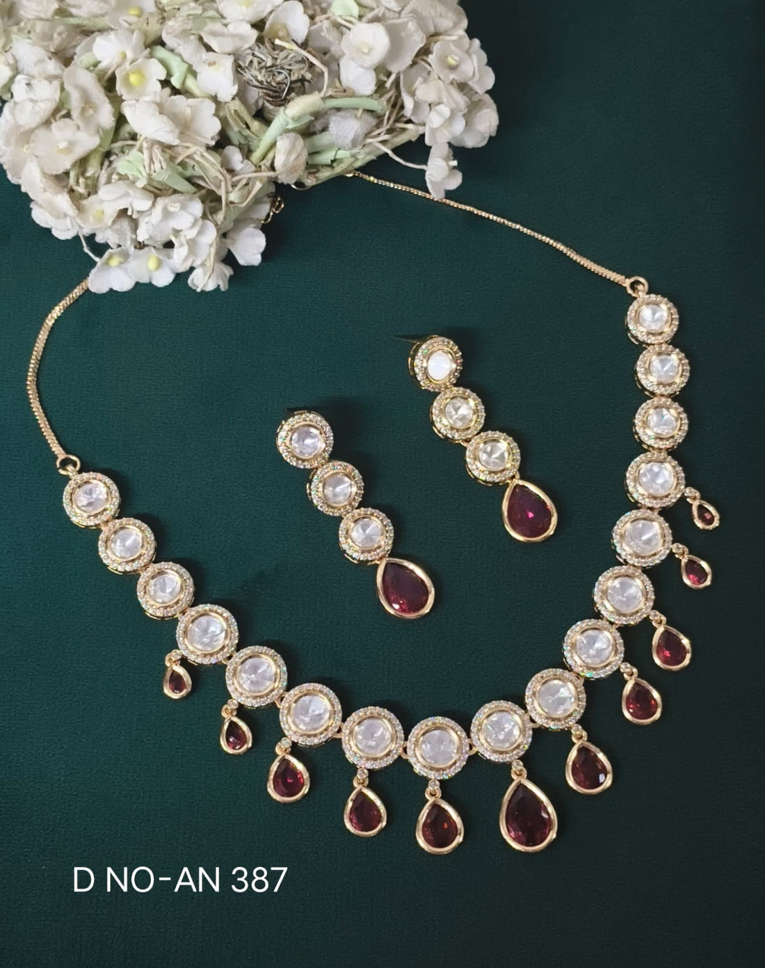 Moissanite Kundan Necklace SKU- AN 387 SM