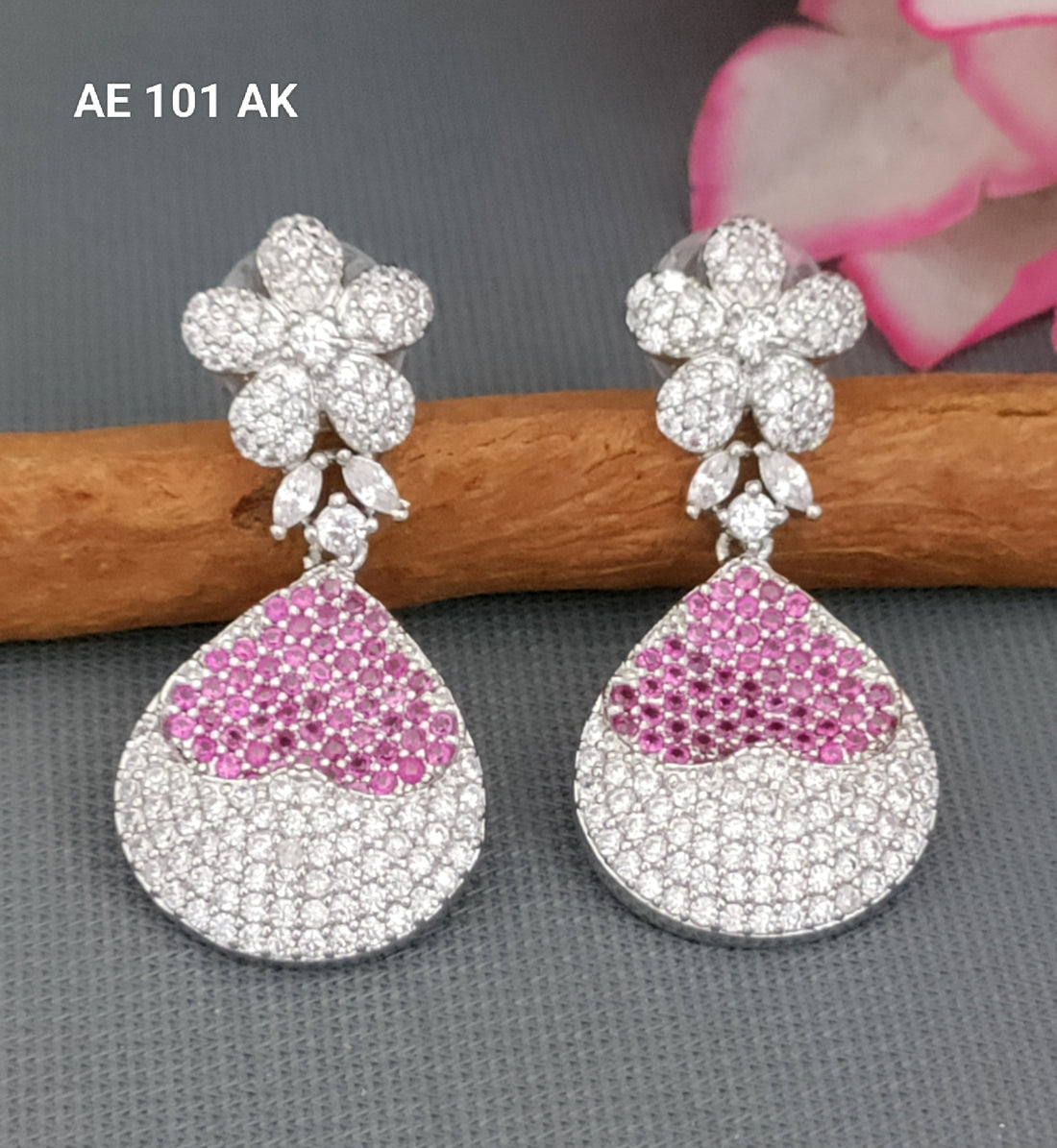 Cz Ad Rodium Earring Sku AE 101 AK