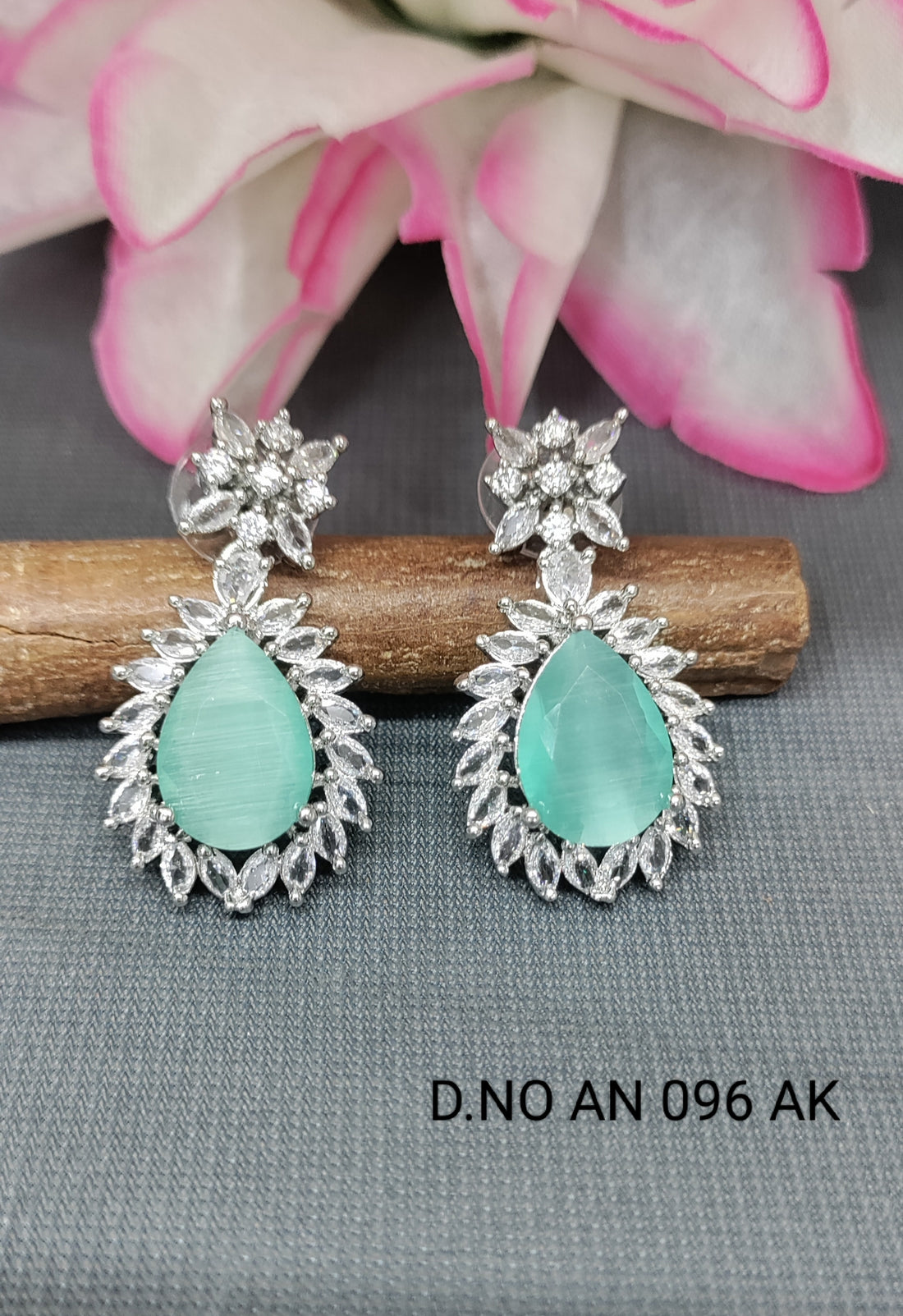 Cz Ad Rodium Earring Sku AE 096 AK