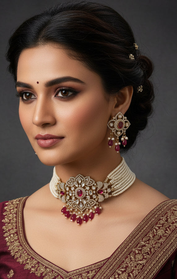 Moissanite Kundan Choker Necklace SKU-AN 395 SM