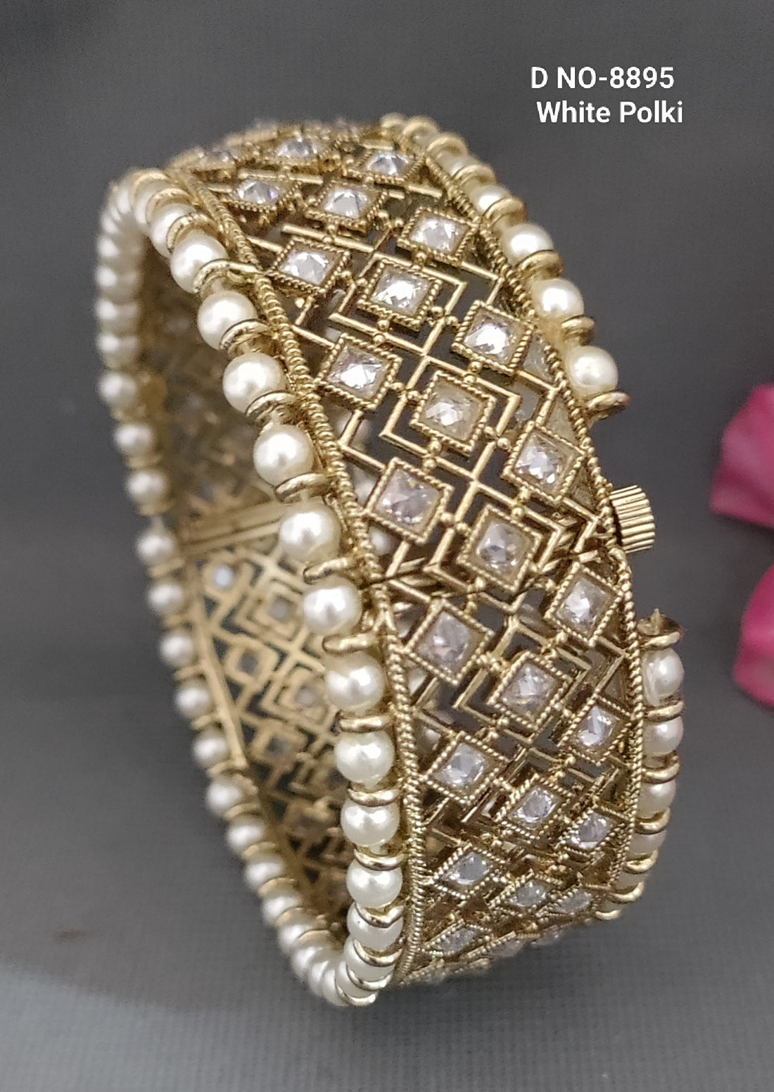 Mehandi Beautiful Polki Bangles Sku-8895