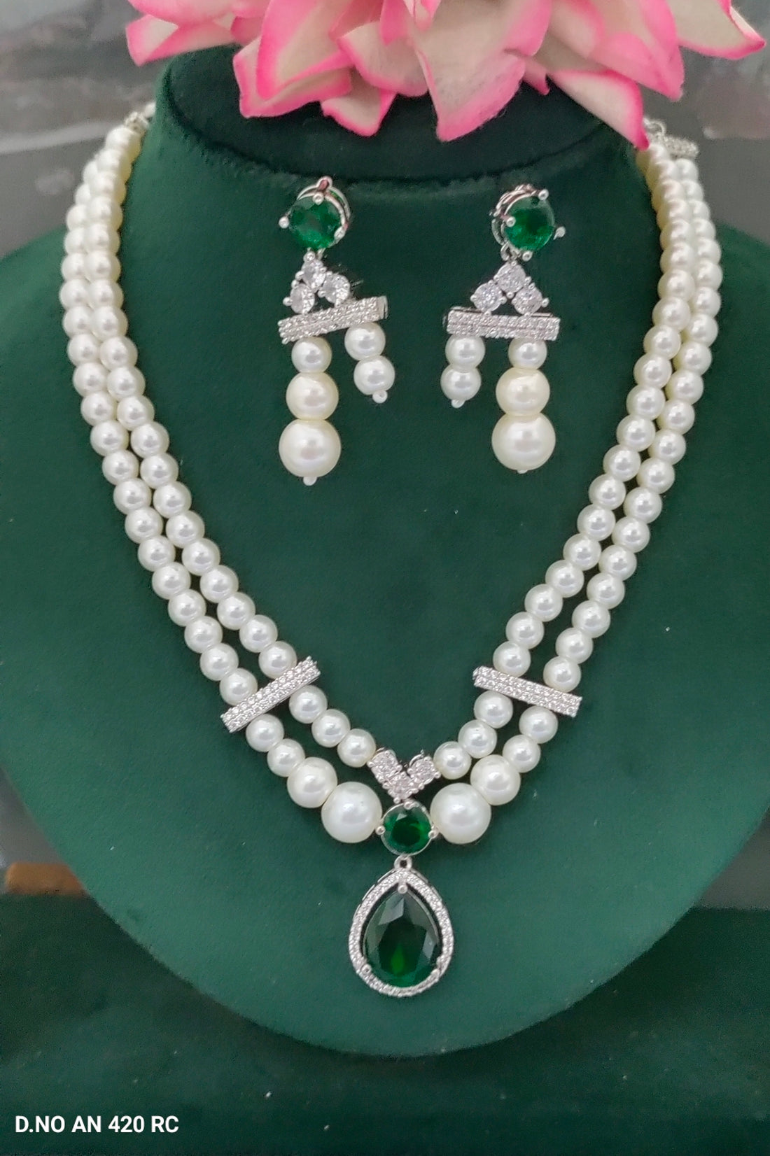 Cz Ad Peral Necklace SKu AN 420 RC C6