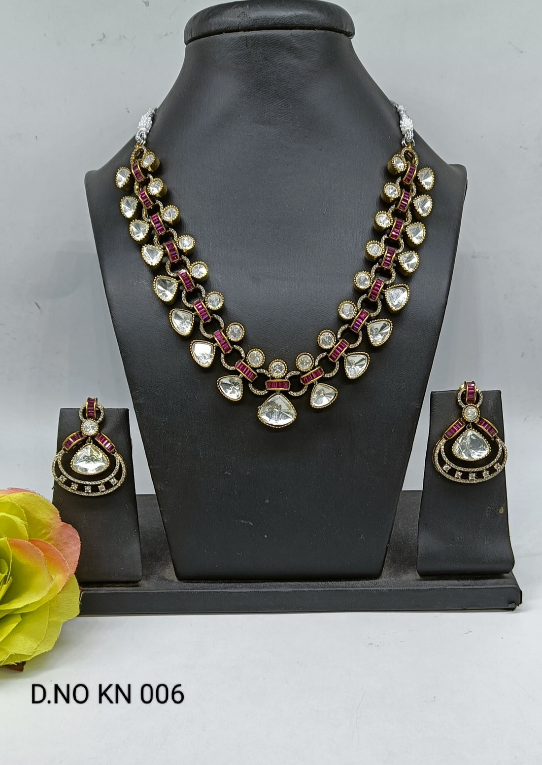 Moissanite Mehandi Necklace Set Sku KN 006 DK/D-4
