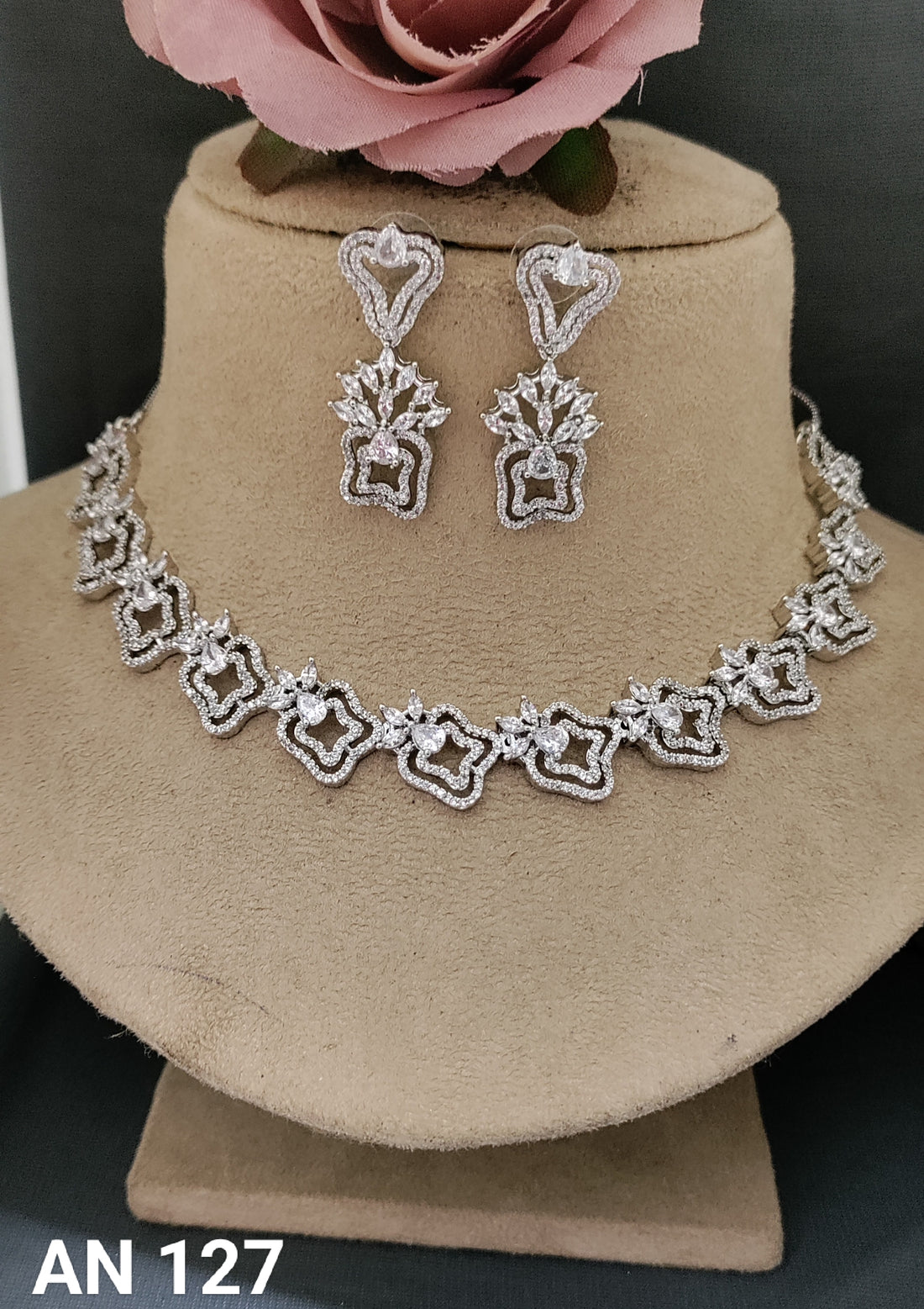 Cz Ad Rodium Necklace SKU AN 127 BA/C-8