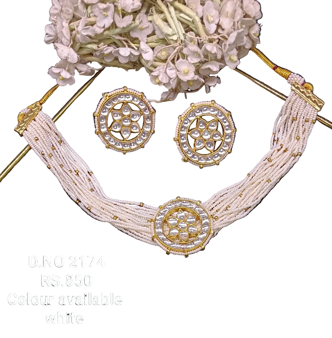 Pearl Kundan Chokar Set Sku 2174 Sale