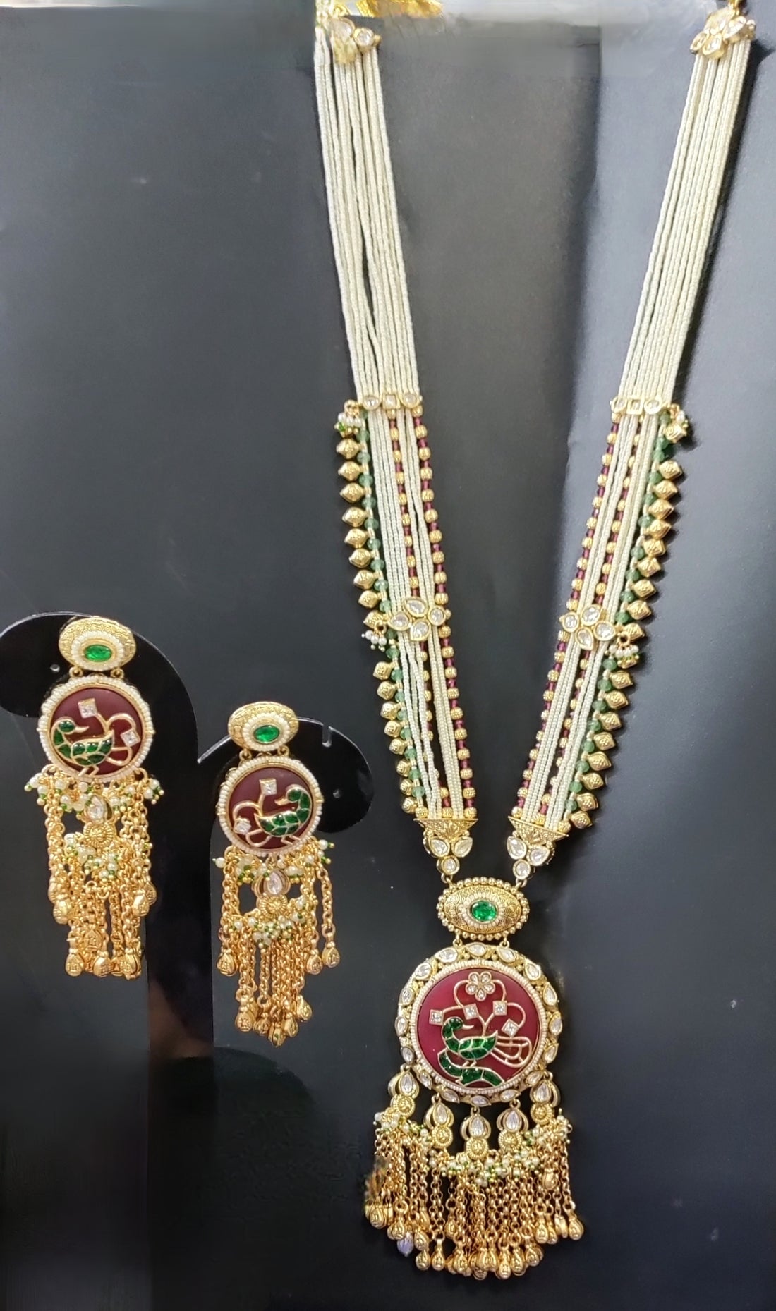 Antique Golden Pearl Kundan Long Set SKU AN 249 MA D-6