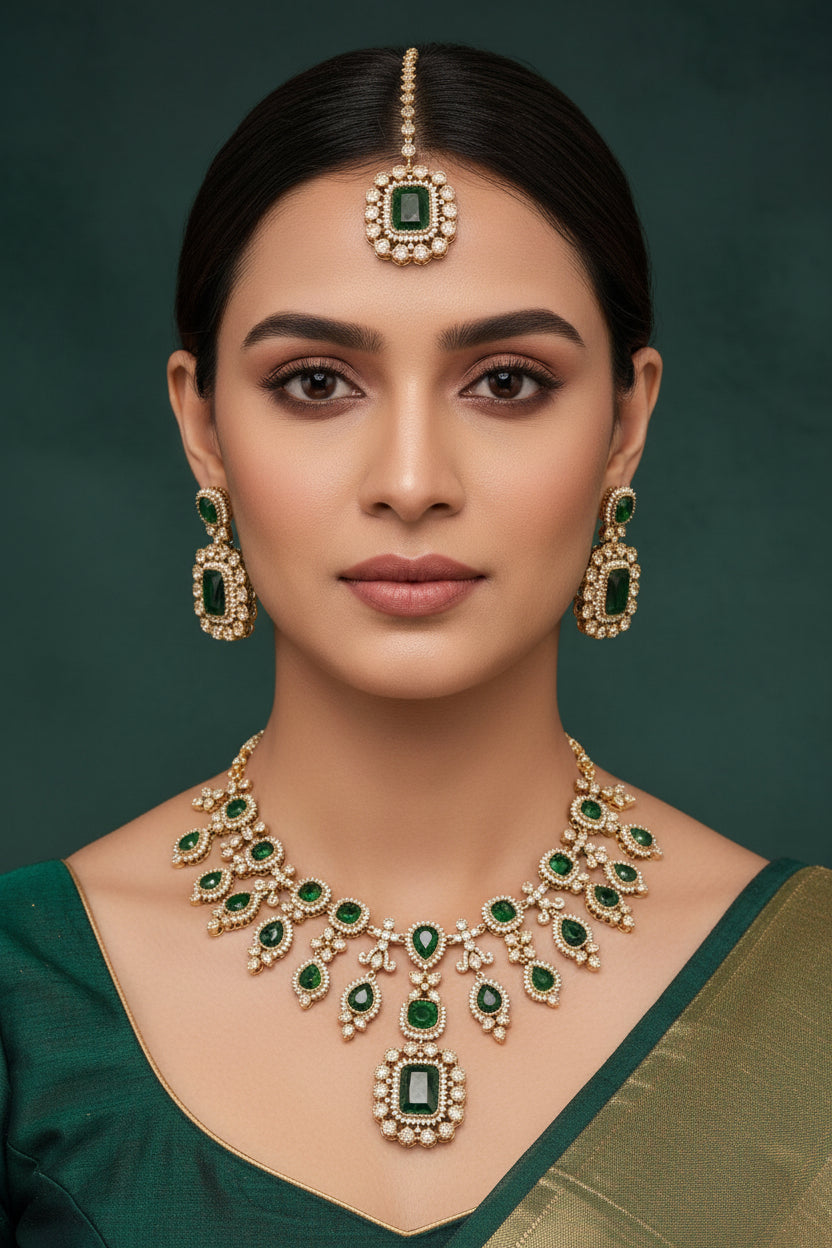 Moissanite Kundan Necklace SKU-AN 396 SM D4