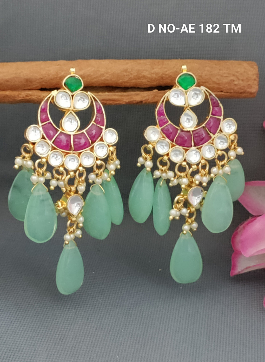 Golden Pacchi Kundan Earing SKU-AE 182 TM