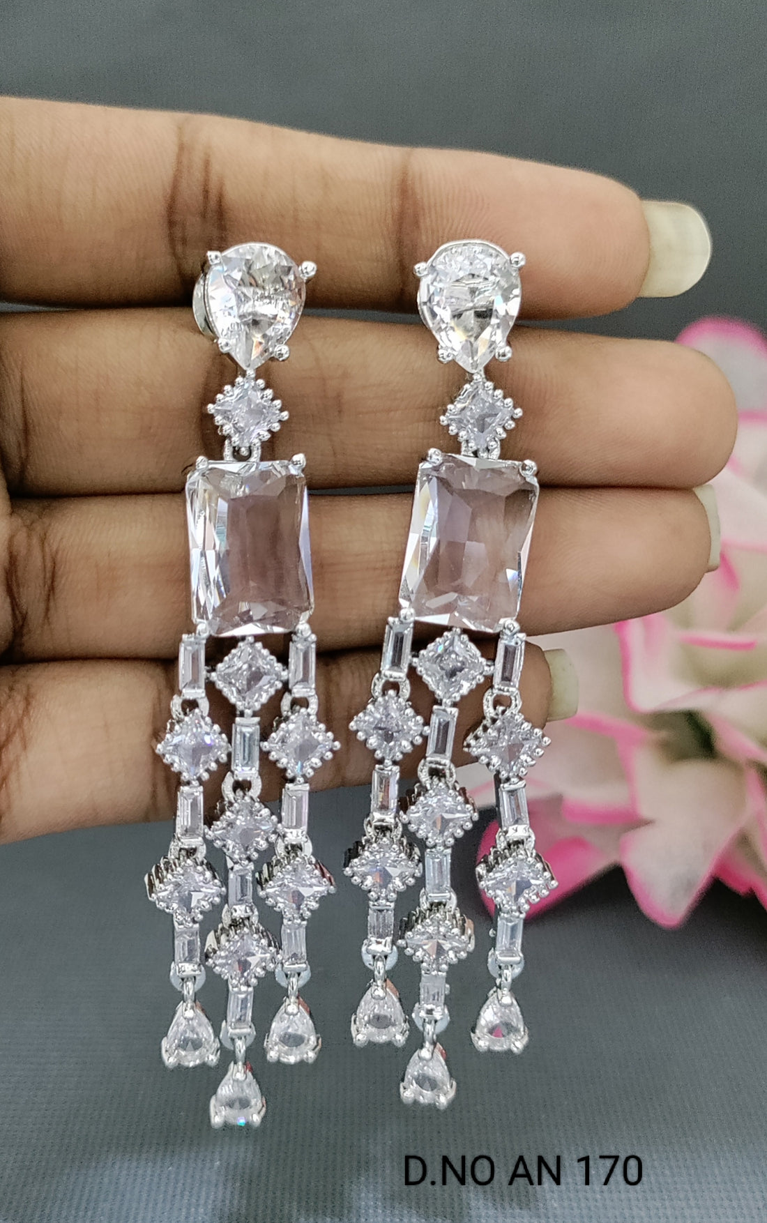 Cz Ad Rodium Earring SKU AE-170 SR /C-2