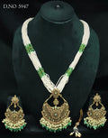 Polki Long Necklace monalisa Mehndi Set 