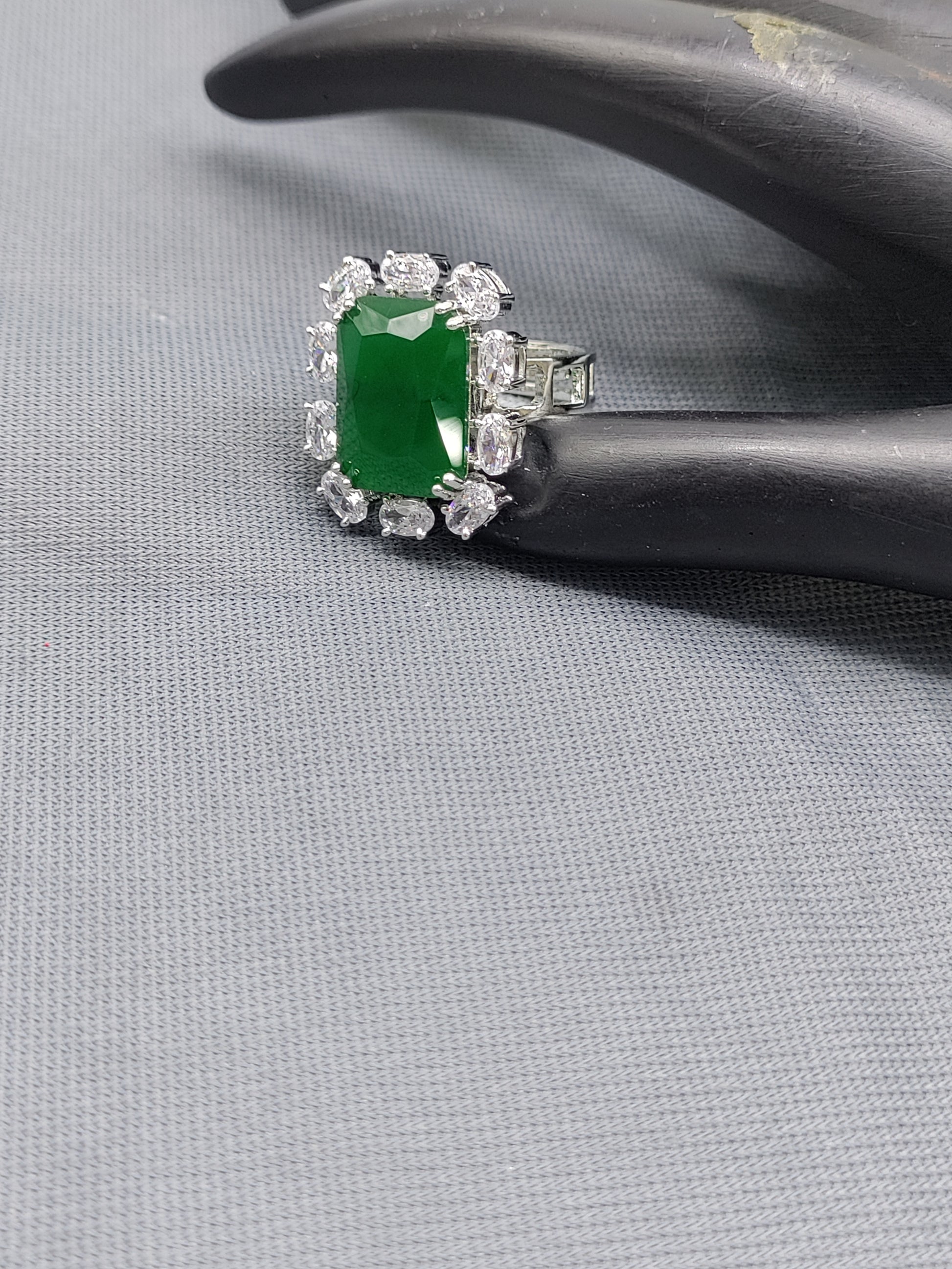 Rodium American Diamond Finger Ring Sku-5963 rchiecreation