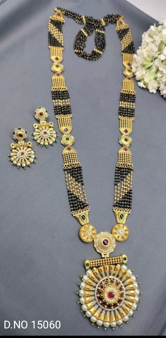 Long Mangalsutra Golden Sku-15060 D-5