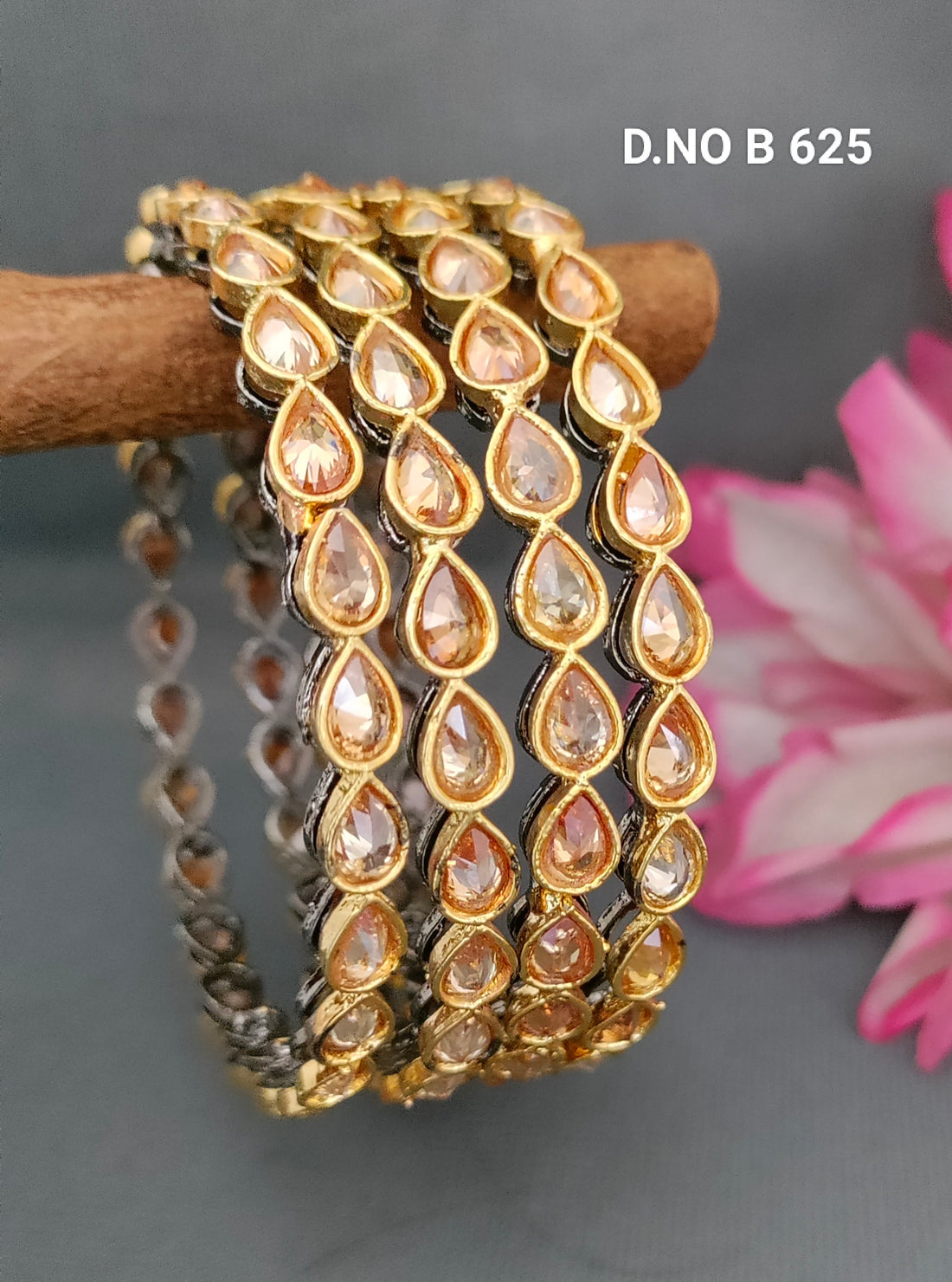 Golden Polki Bangles Sku-B.625 A