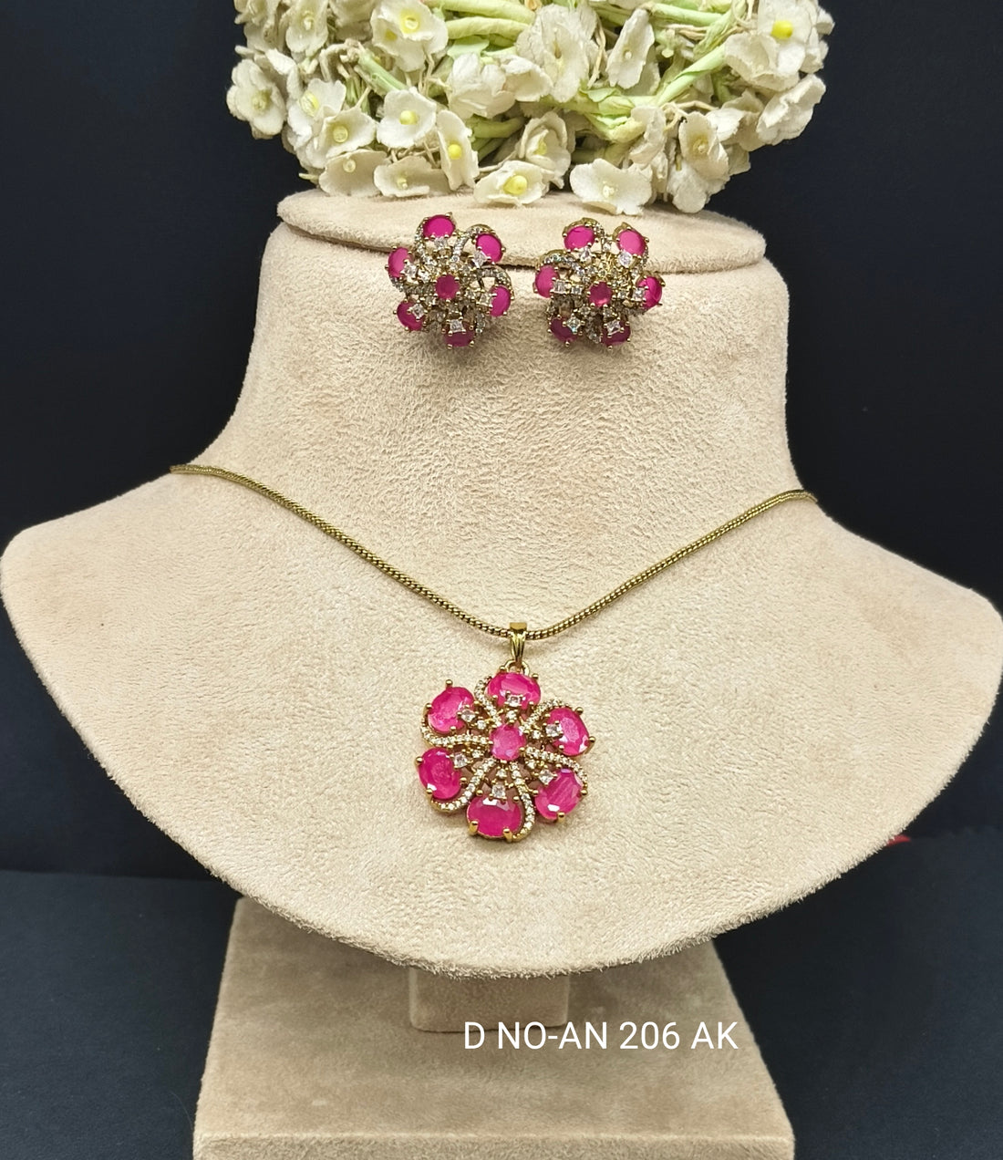 Cz ad Mehandi Pendant And Earring Sku AN 206 AK/C-8