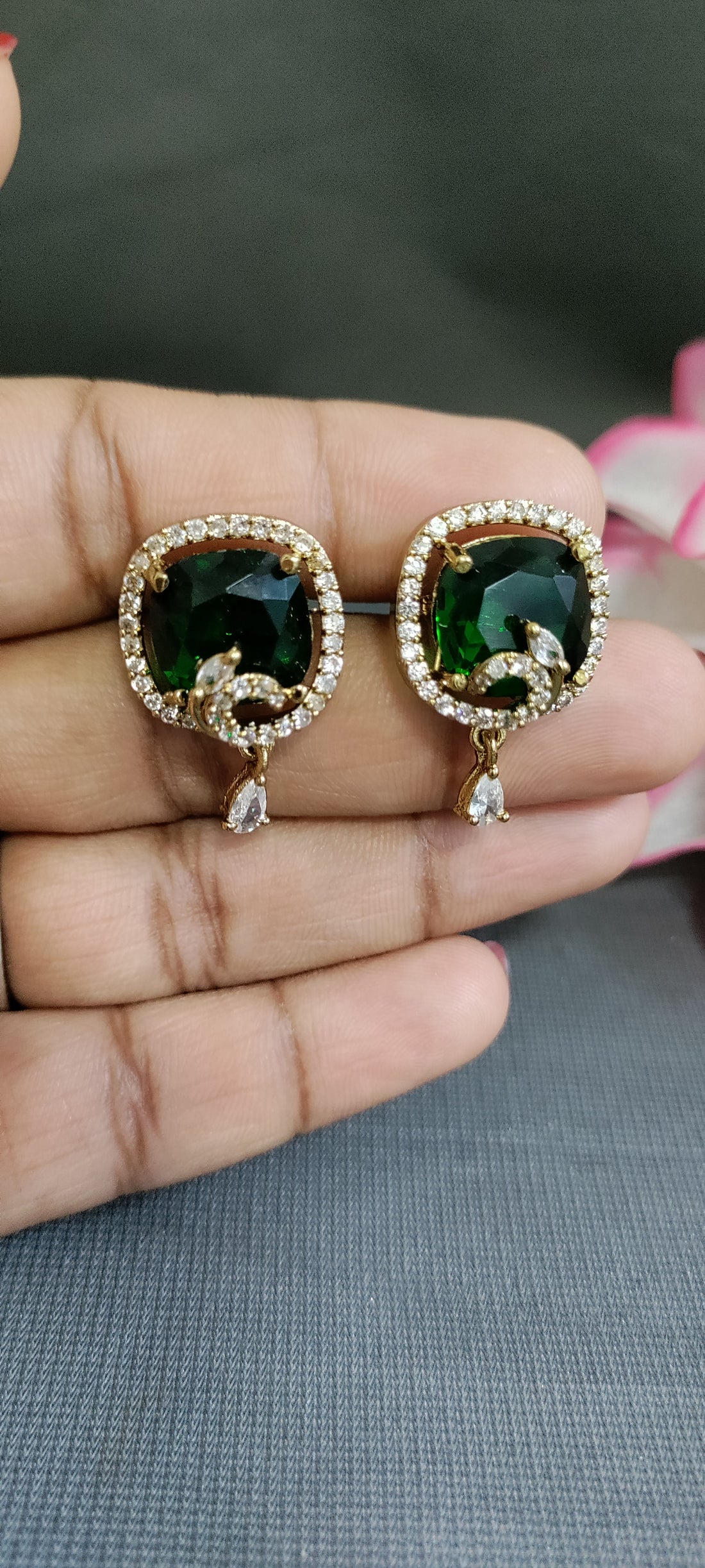 Cz ad Mehandi Tops & Stud Earrings Sku AE 118 SR/C-2