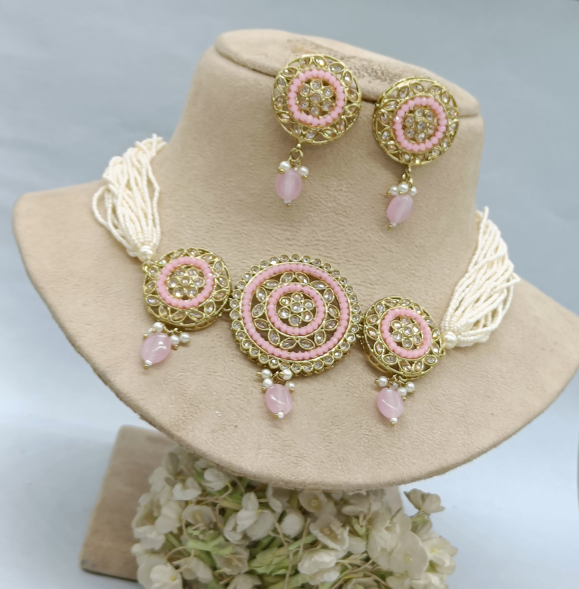 Polki Choker Necklace Mehndi Set Sku-1815 B1 rchiecreation