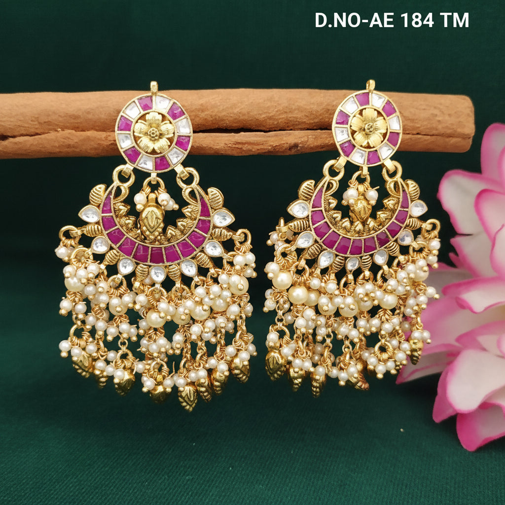 Golden Pacchi Kundan Earing SKU-AE 184 TM D-4
