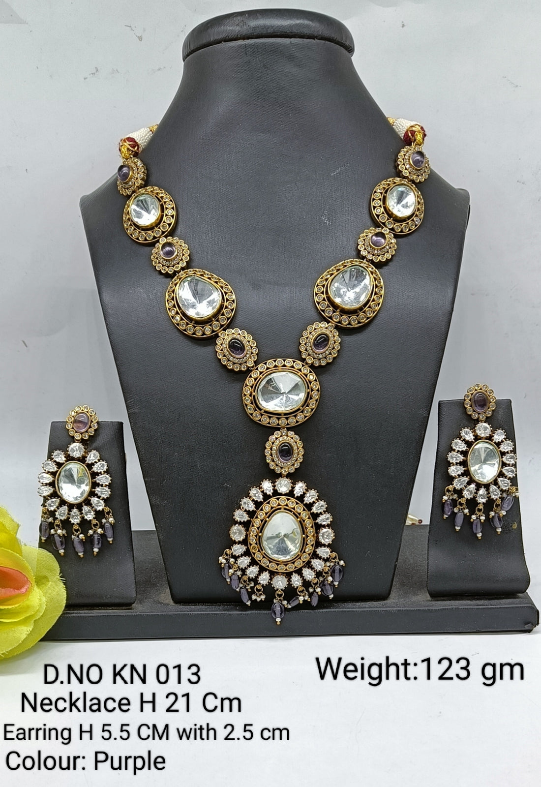 Purple Moissanite kundan Necklace SKU-KN 013 D-4