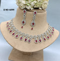 American Diamond Necklace Rodium Sku-6099 C3 rchiecreation