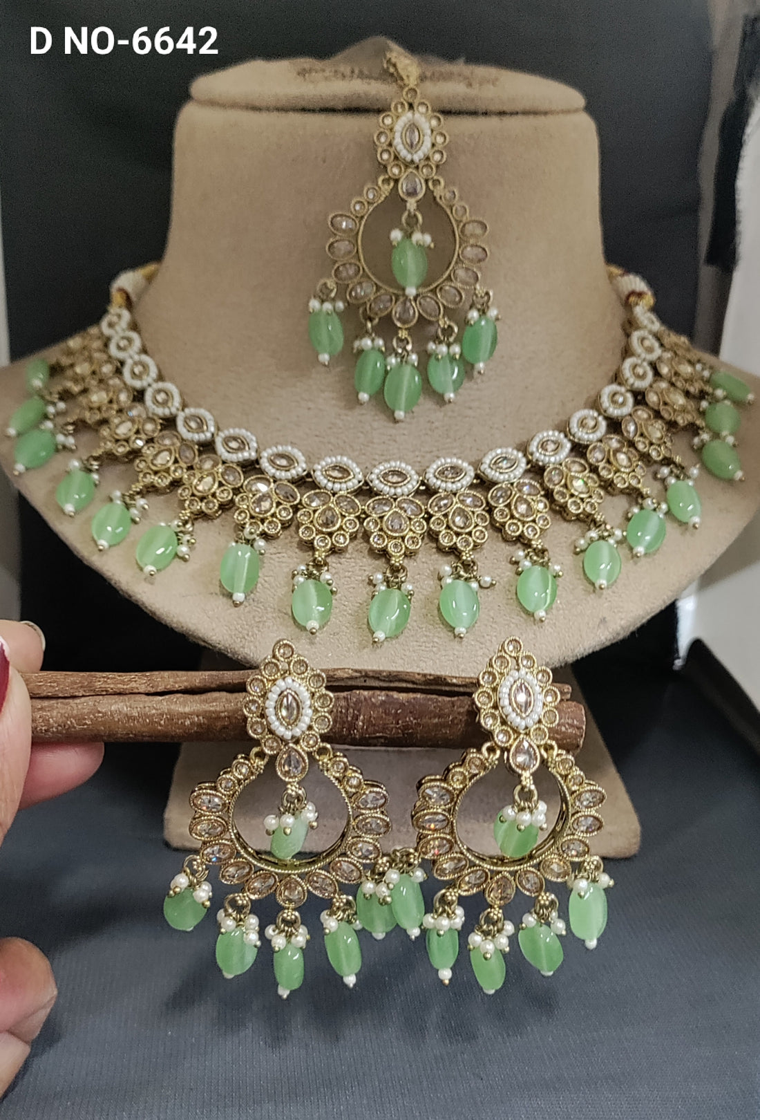 Mehandi Polki Necklace SKU-6642 B-1